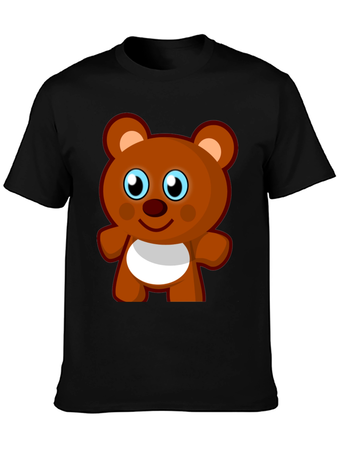 Cute Cartoon Bear Black T-Shirt