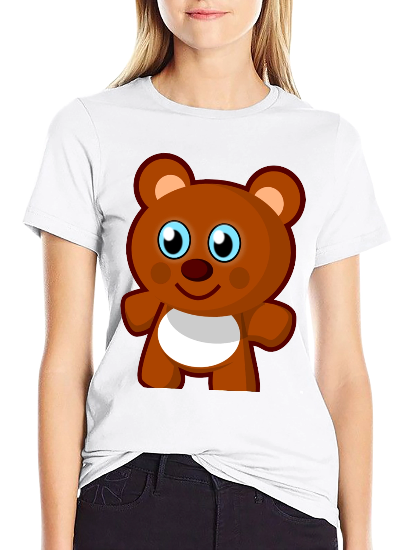 Cute Cartoon Bear Black T-Shirt