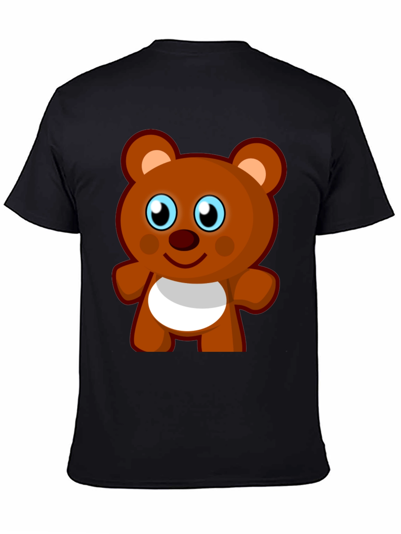 Cute Cartoon Bear Black T-Shirt