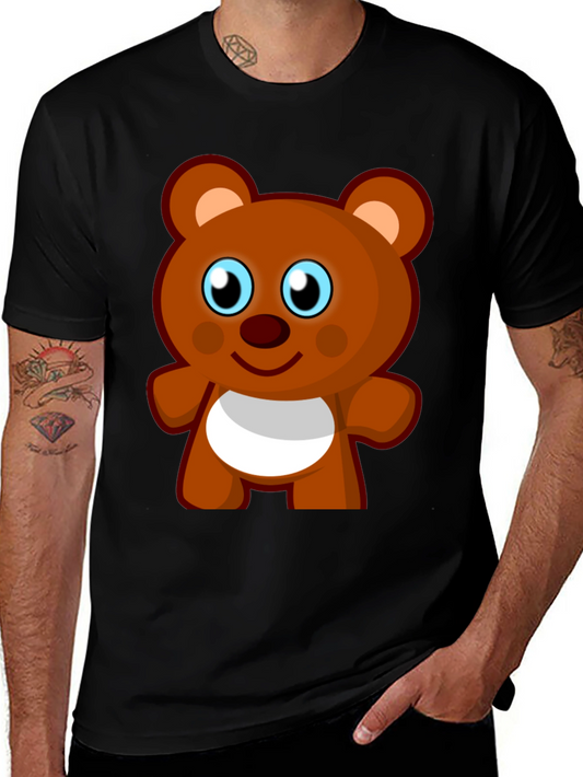 Cute Cartoon Bear Black T-Shirt