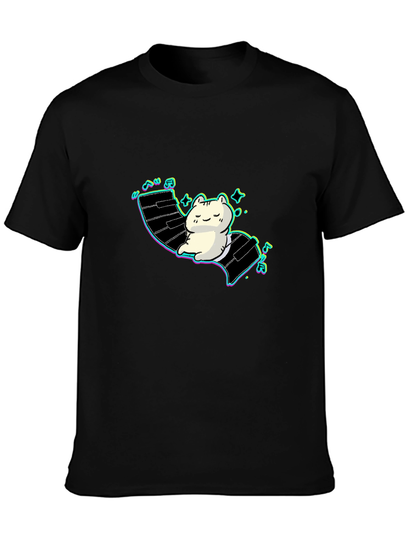 Cute Cat Piano T-Shirt - Relaxed Style!