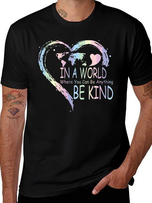 Be Kind World Map Heart Graphic T-Shirt