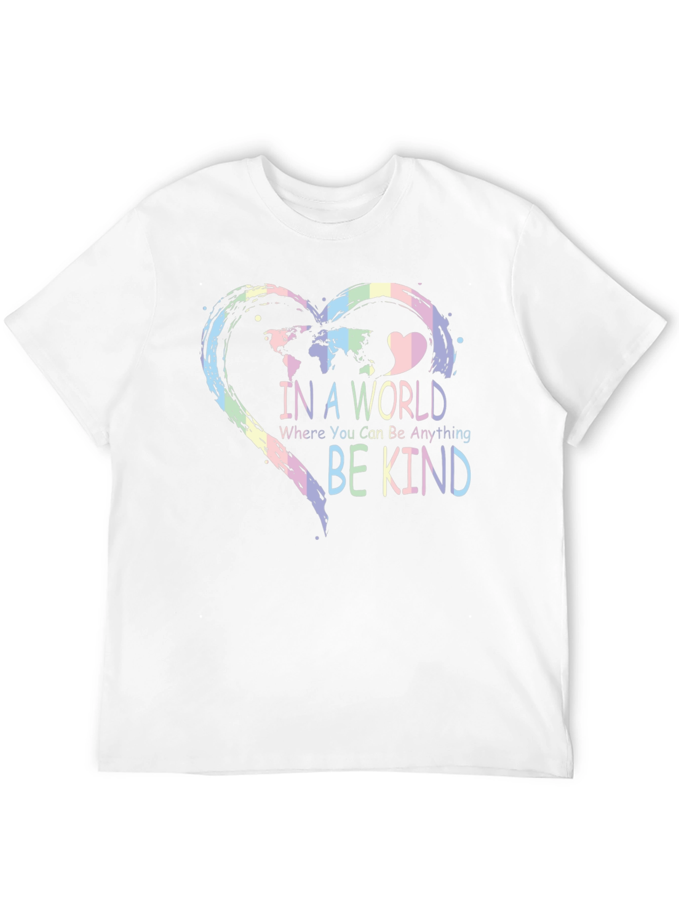 Be Kind World Map Heart Graphic T-Shirt