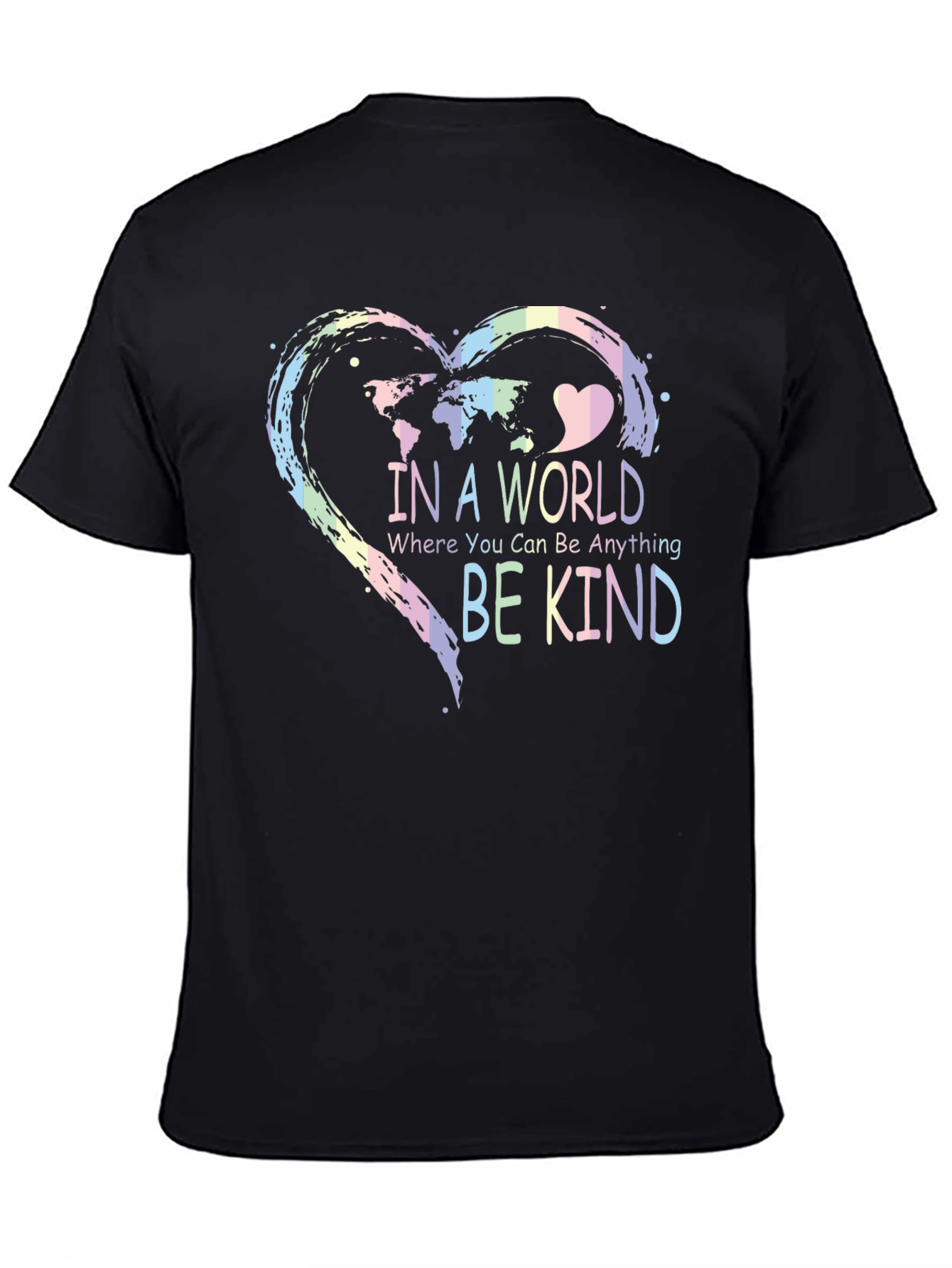 Be Kind World Map Heart Graphic T-Shirt