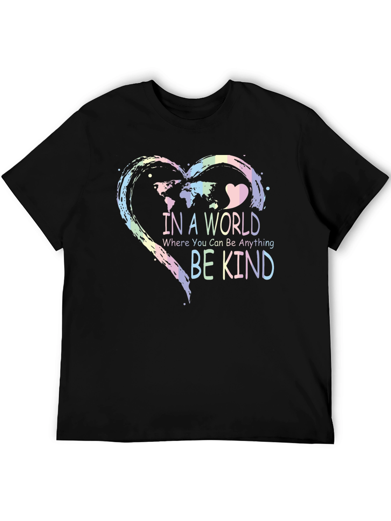 Be Kind World Map Heart Graphic T-Shirt