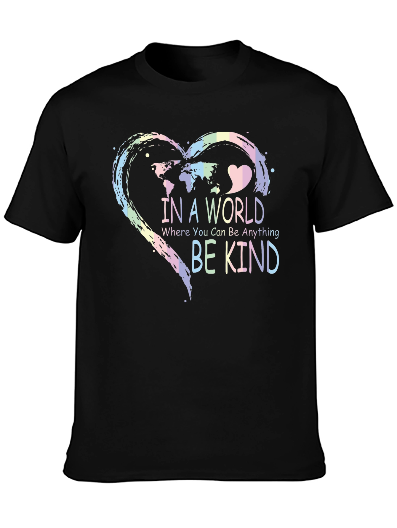 Be Kind World Map Heart Graphic T-Shirt