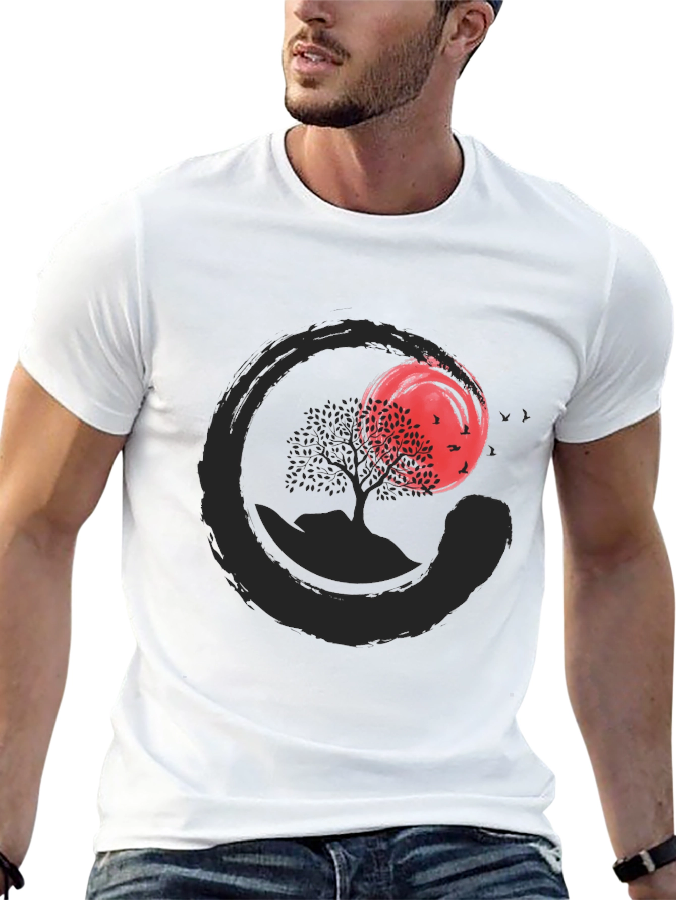 Zen Circle Tree Graphic T-Shirt - Relaxed Fit