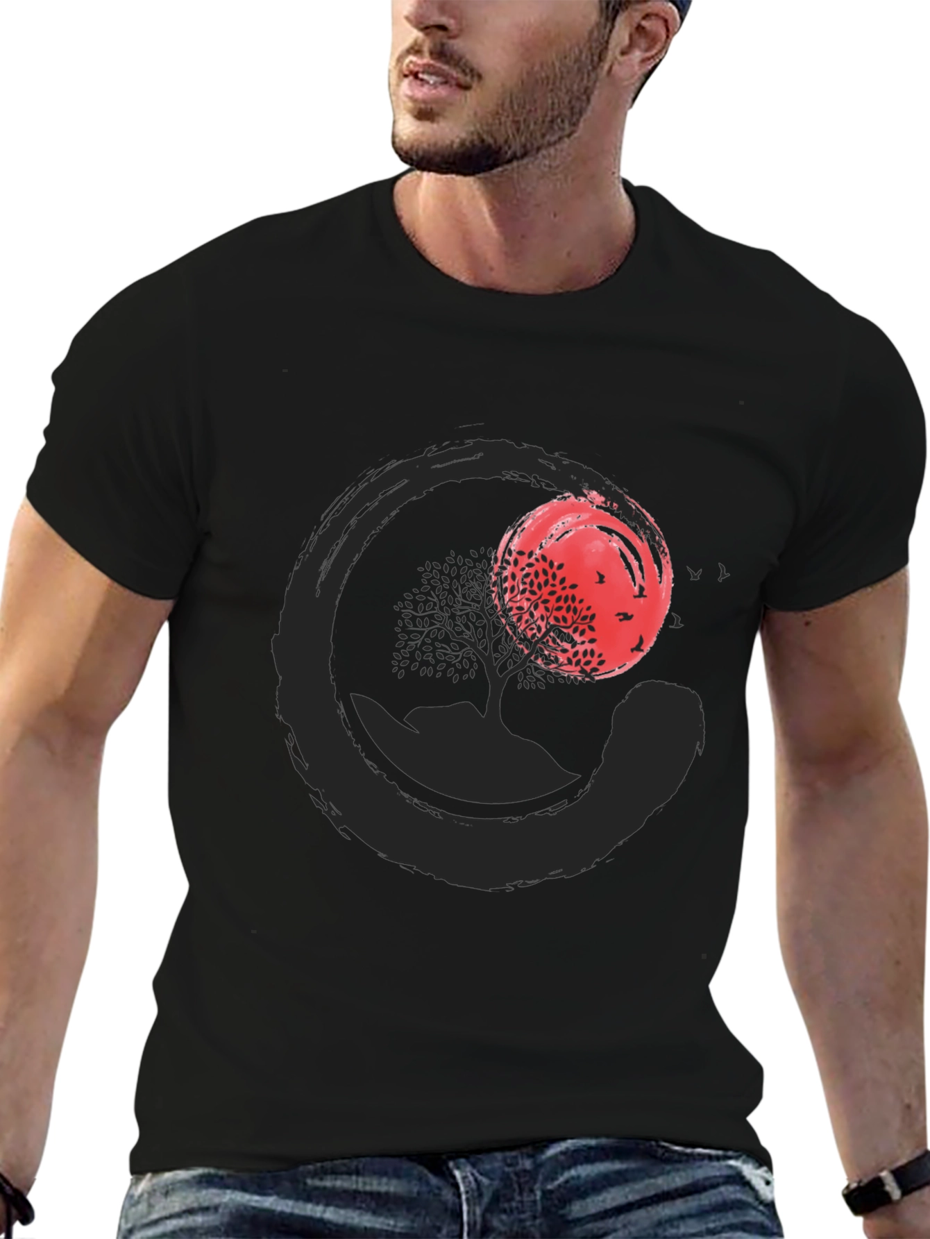 Zen Circle Tree Graphic T-Shirt - Relaxed Fit