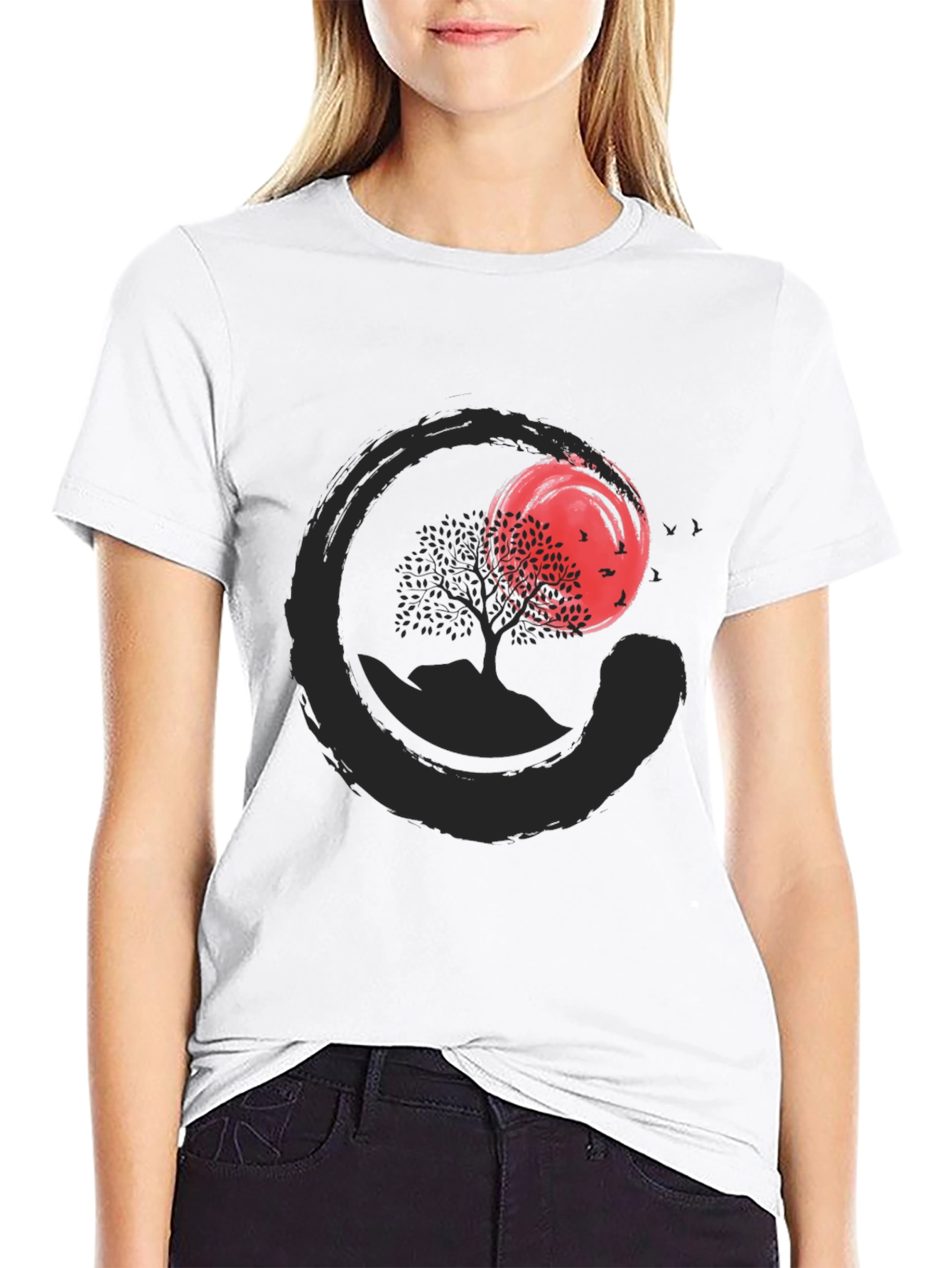 Zen Circle Tree Graphic T-Shirt - Relaxed Fit