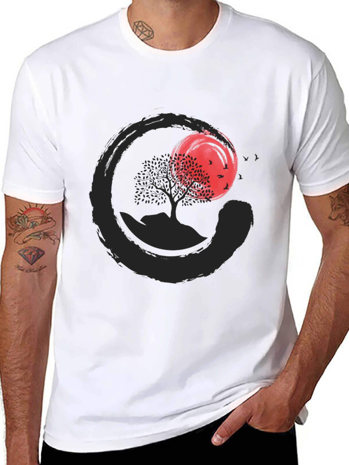 Zen Circle Tree Graphic T-Shirt - Relaxed Fit