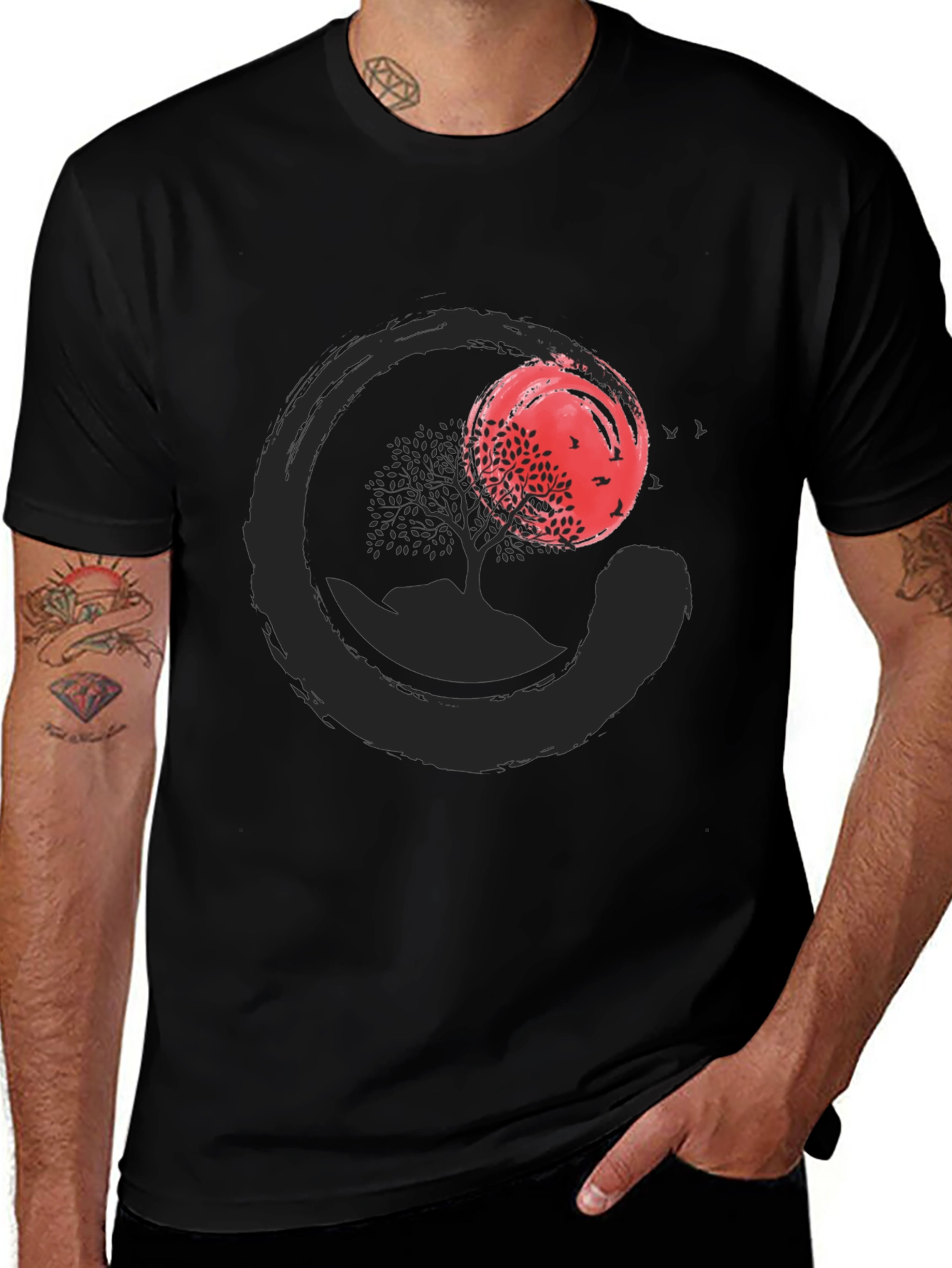 Zen Circle Tree Graphic T-Shirt - Relaxed Fit