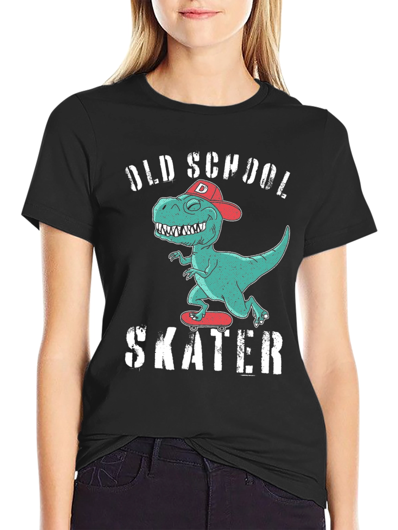 Old School Skater Dinosaur Graphic T-Shirt