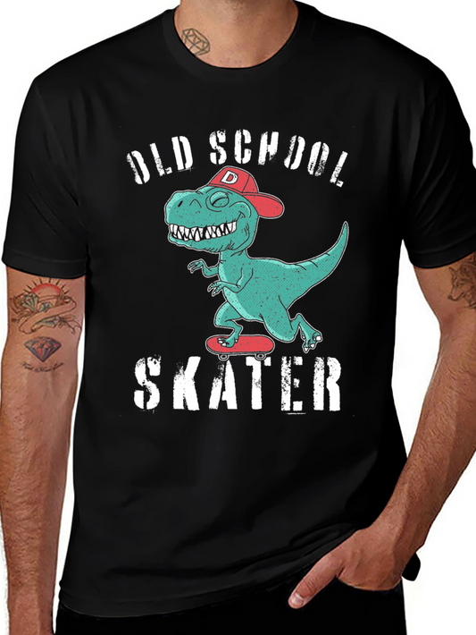 Old School Skater Dinosaur Graphic T-Shirt