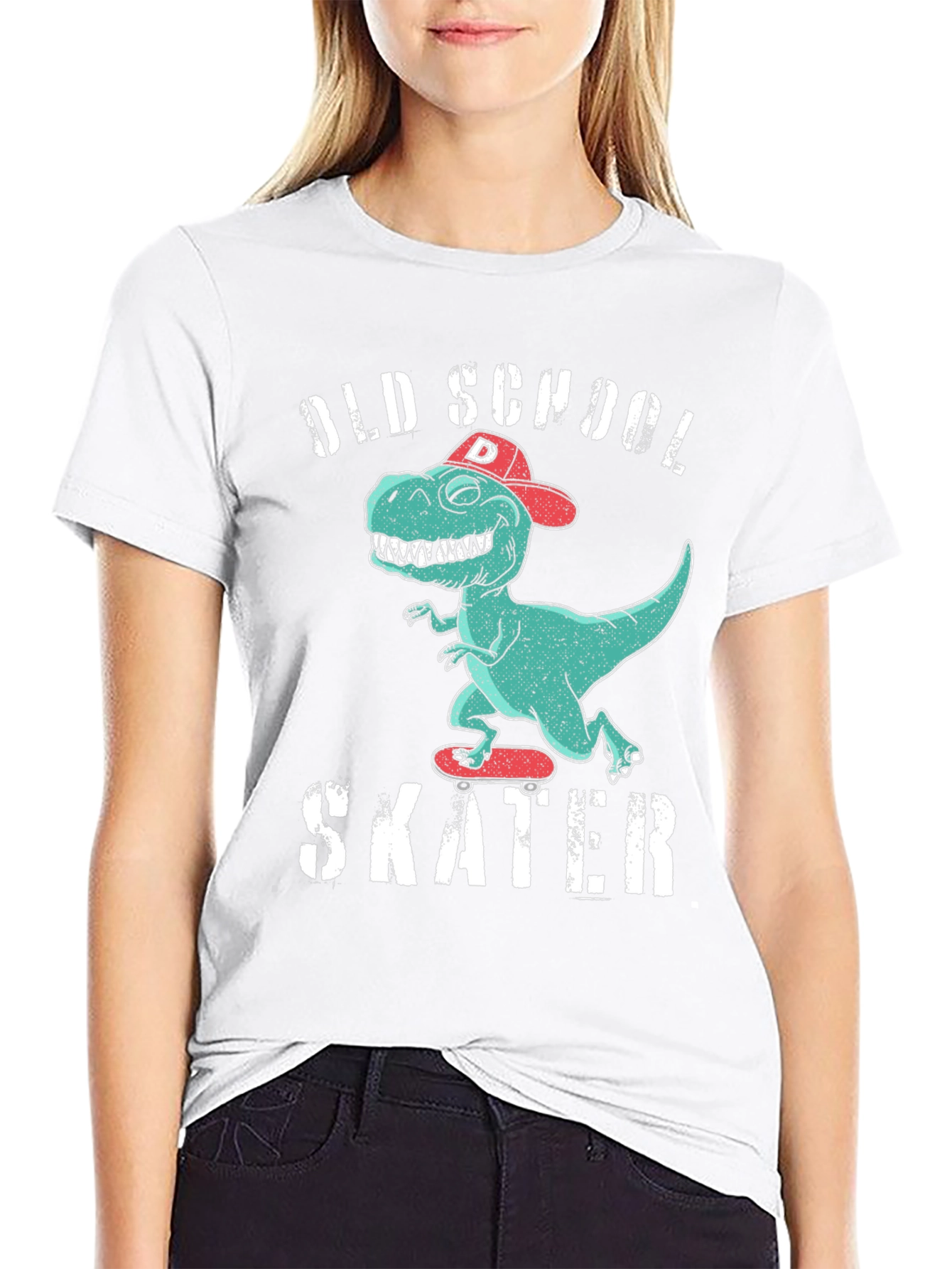 Old School Skater Dinosaur Graphic T-Shirt