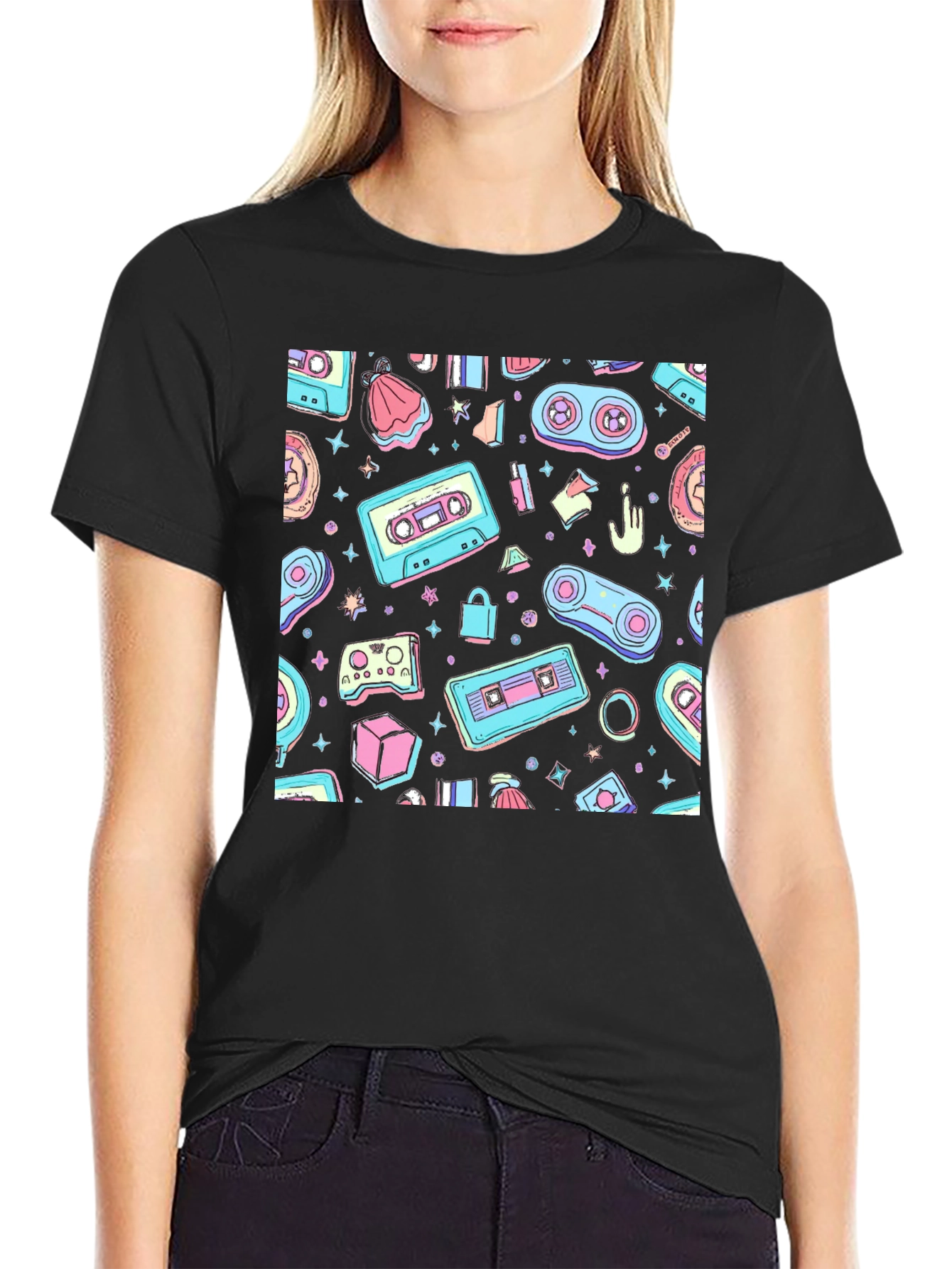 Retro Gamer Pattern T-Shirt