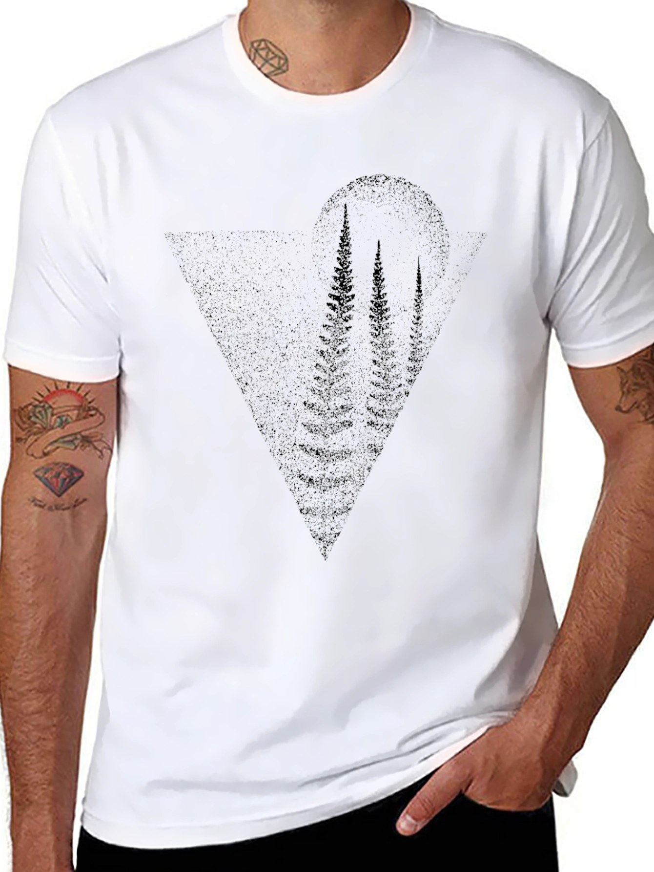 Abstract Tree Graphic Mens Black T-Shirt