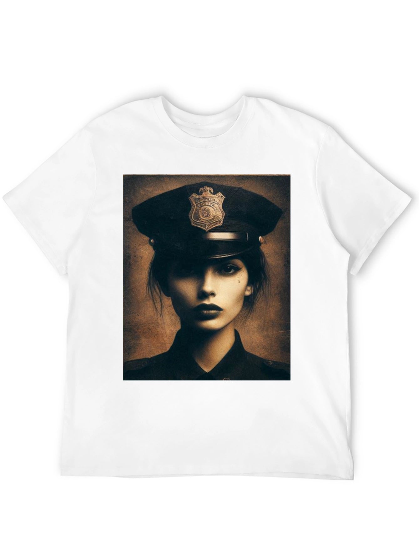 Police Woman Graphic T-Shirt - Black