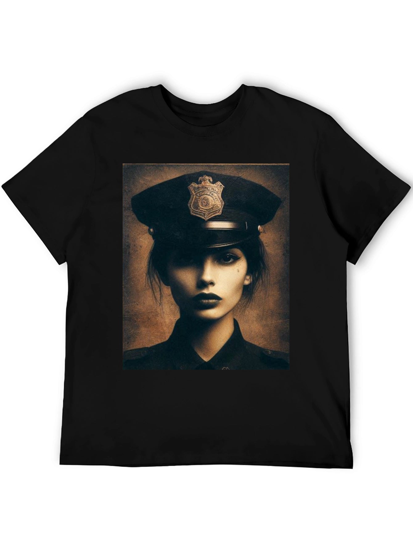 Police Woman Graphic T-Shirt - Black