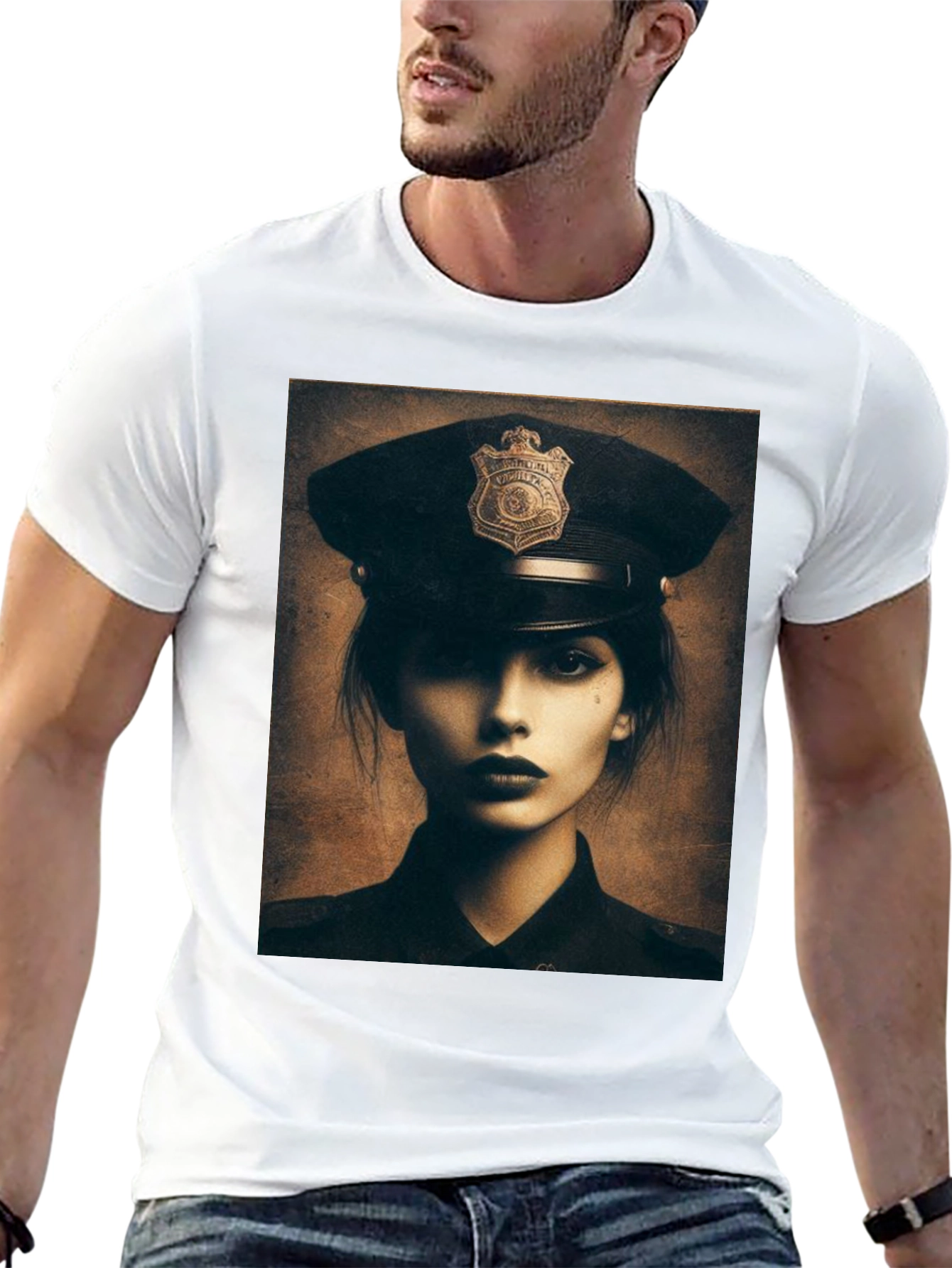 Police Woman Graphic T-Shirt - Black