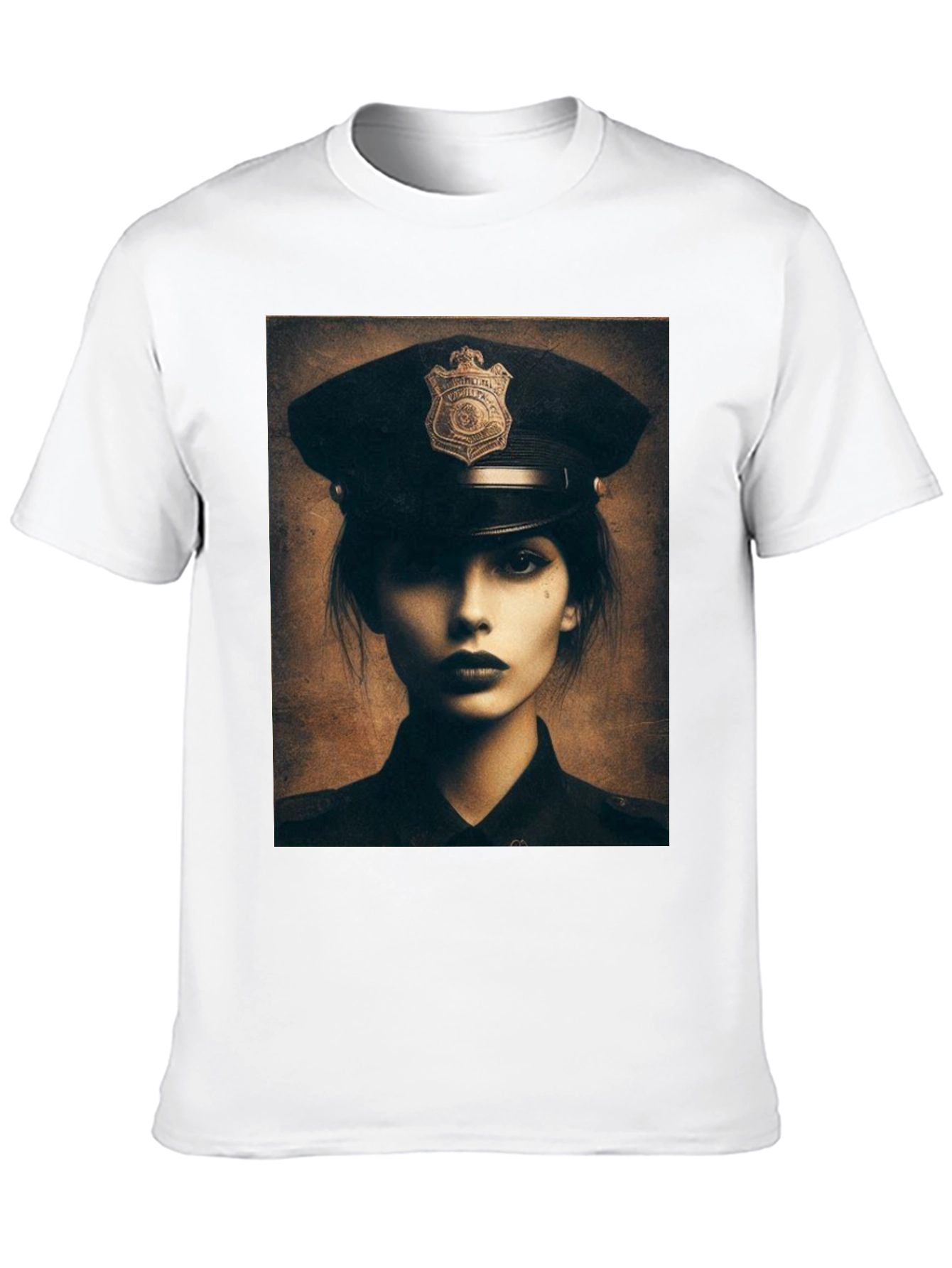 Police Woman Graphic T-Shirt - Black
