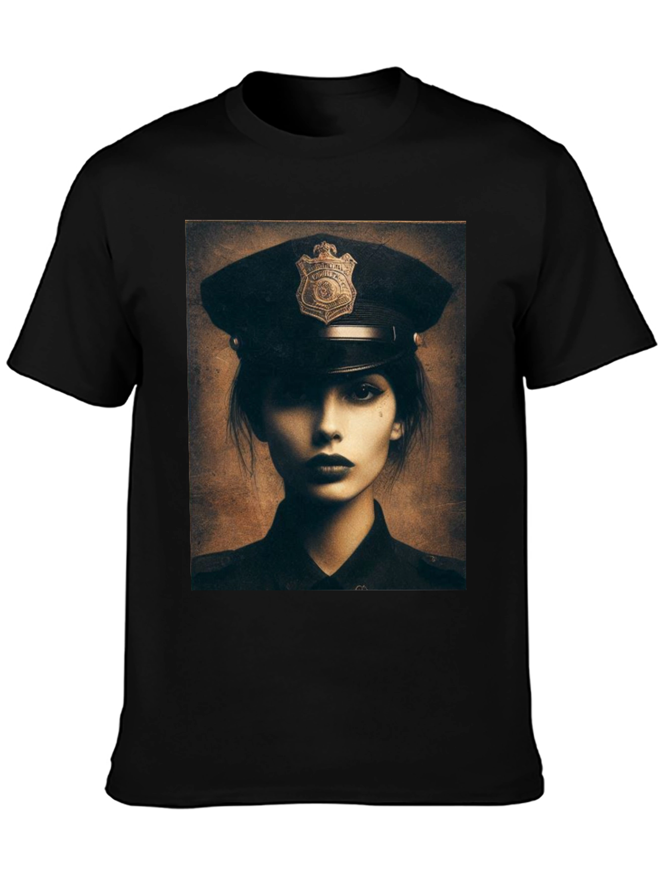 Police Woman Graphic T-Shirt - Black