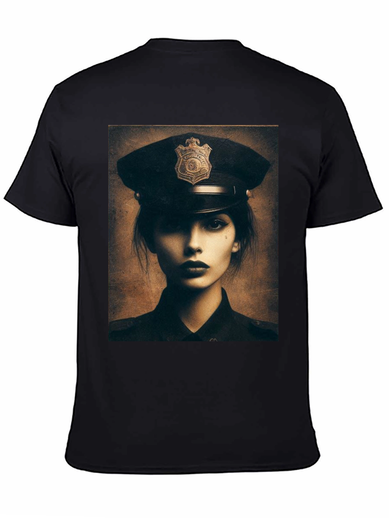Police Woman Graphic T-Shirt - Black