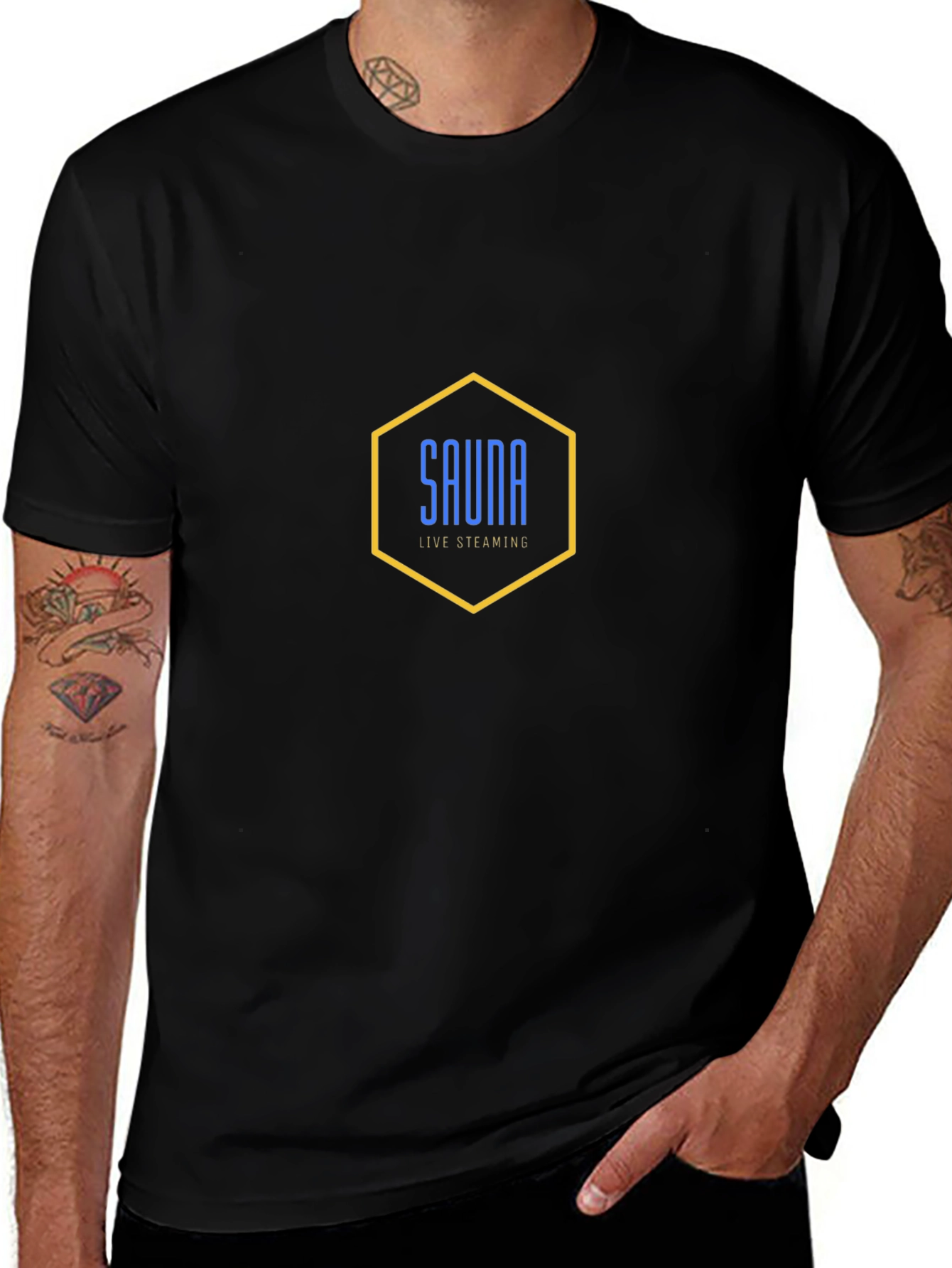 Sauna Live Streaming Black Graphic Tee