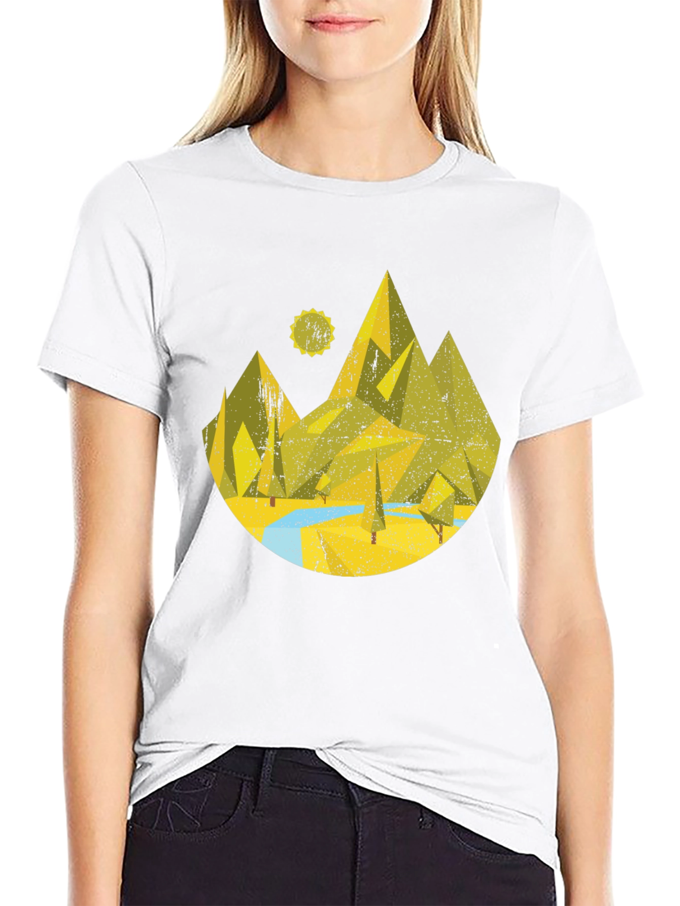 Geometric Mountain Landscape Graphic Tee