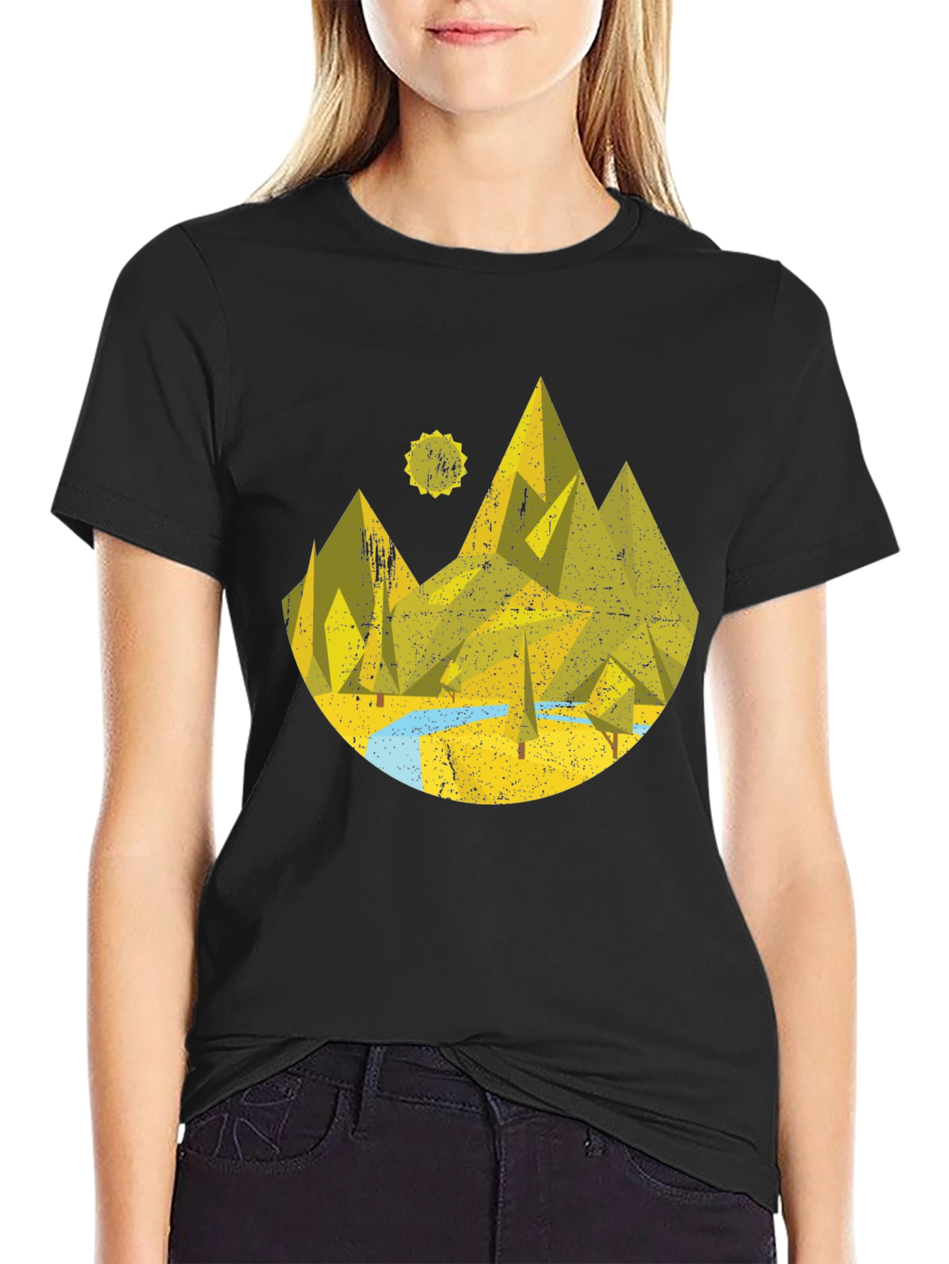 Geometric Mountain Landscape Graphic Tee