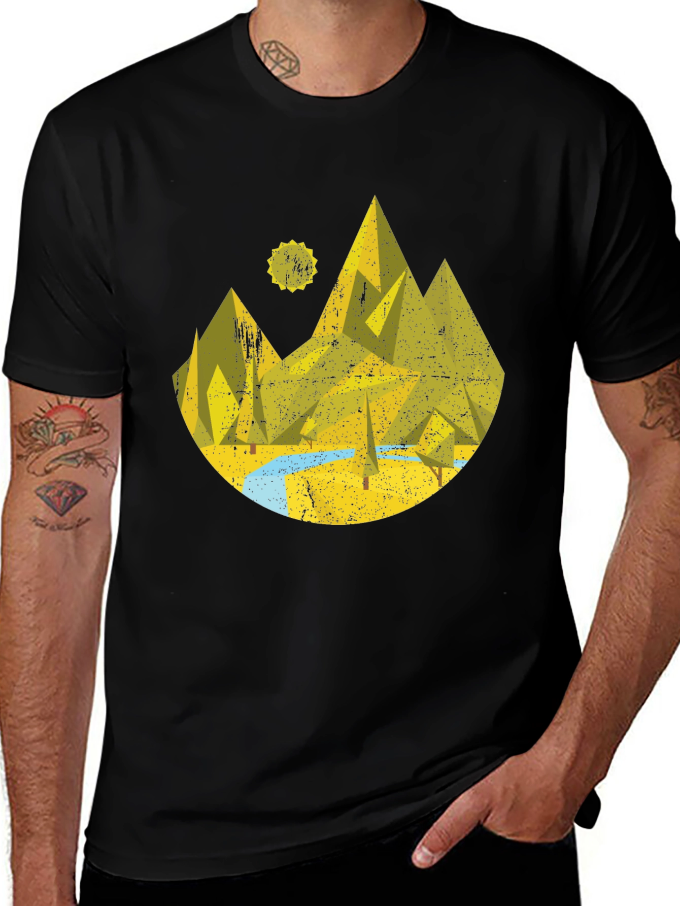 Geometric Mountain Landscape Graphic Tee
