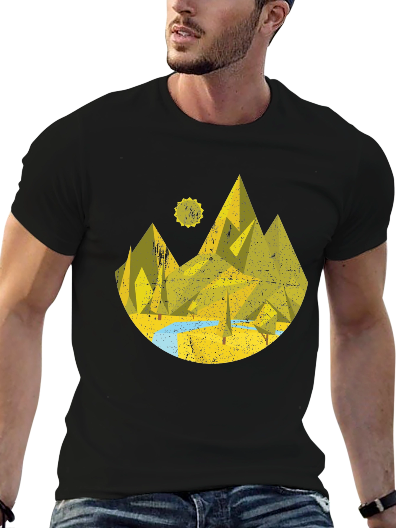 Geometric Mountain Landscape Graphic Tee