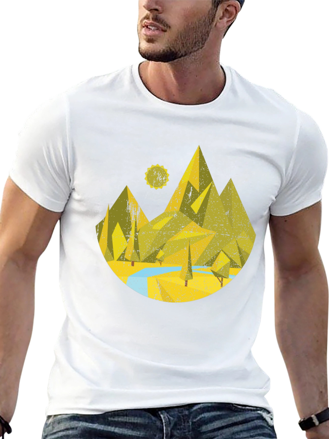 Geometric Mountain Landscape Graphic Tee