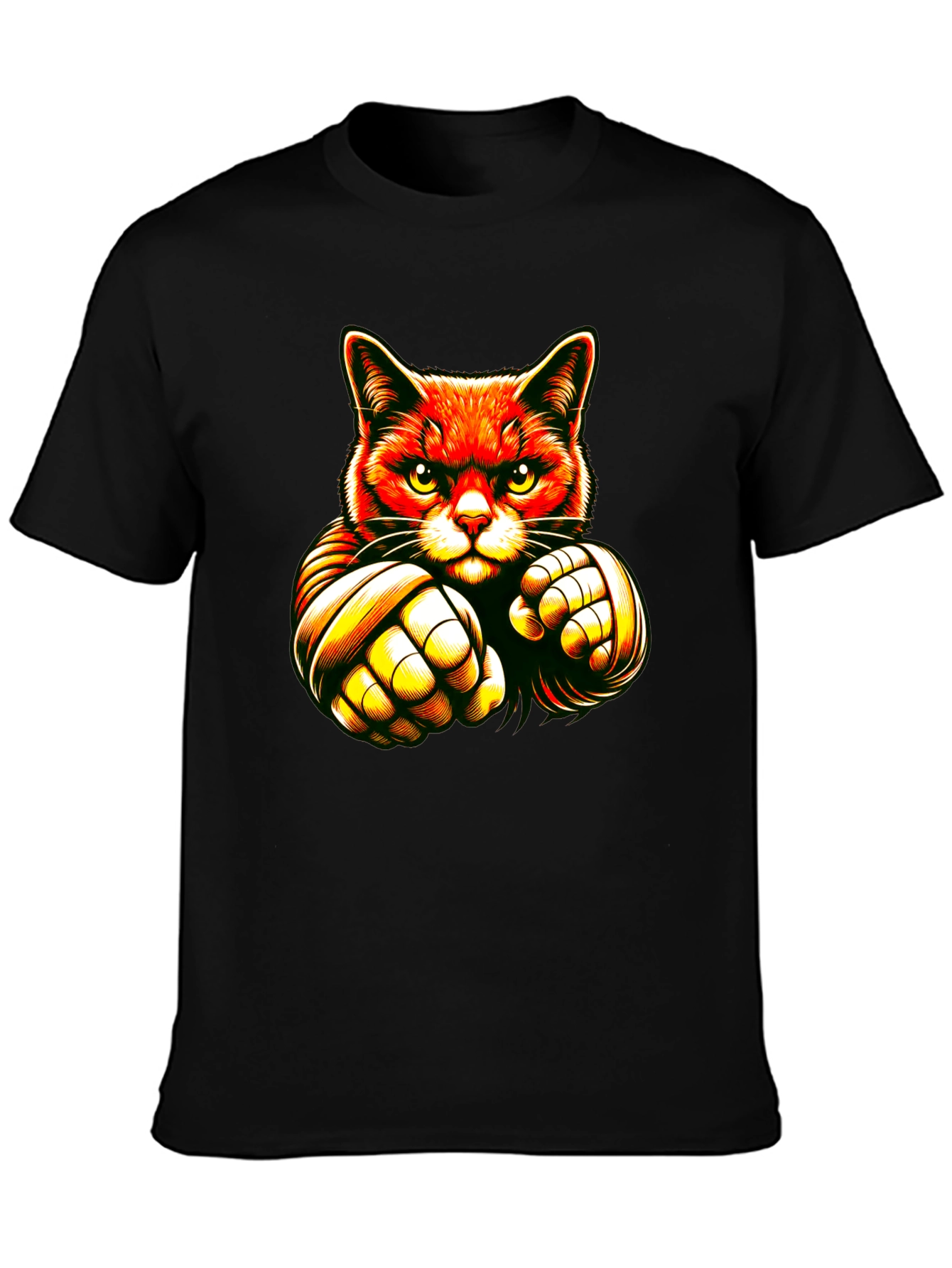 Cat Boxer Graphic Black T-Shirt