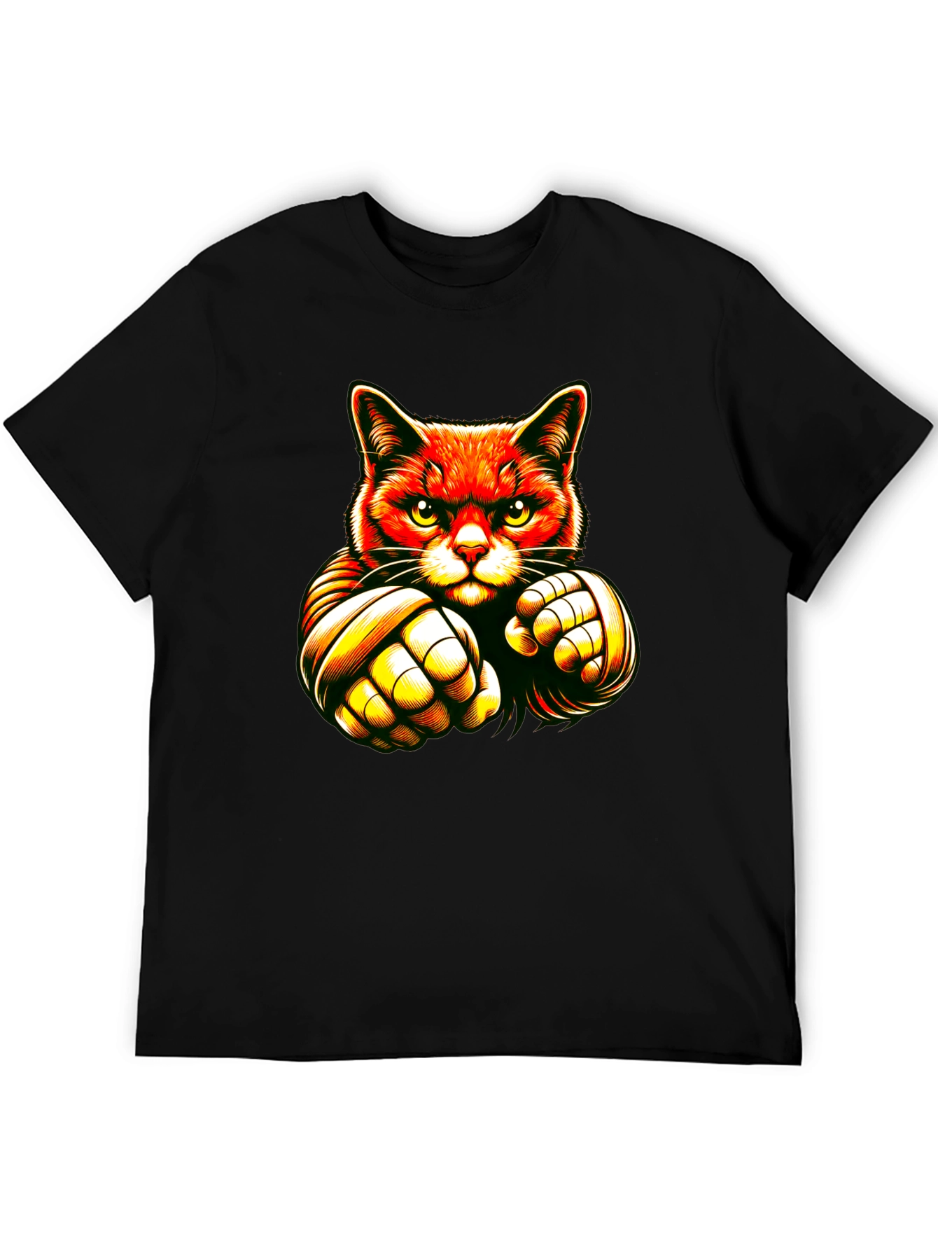 Cat Boxer Graphic Black T-Shirt