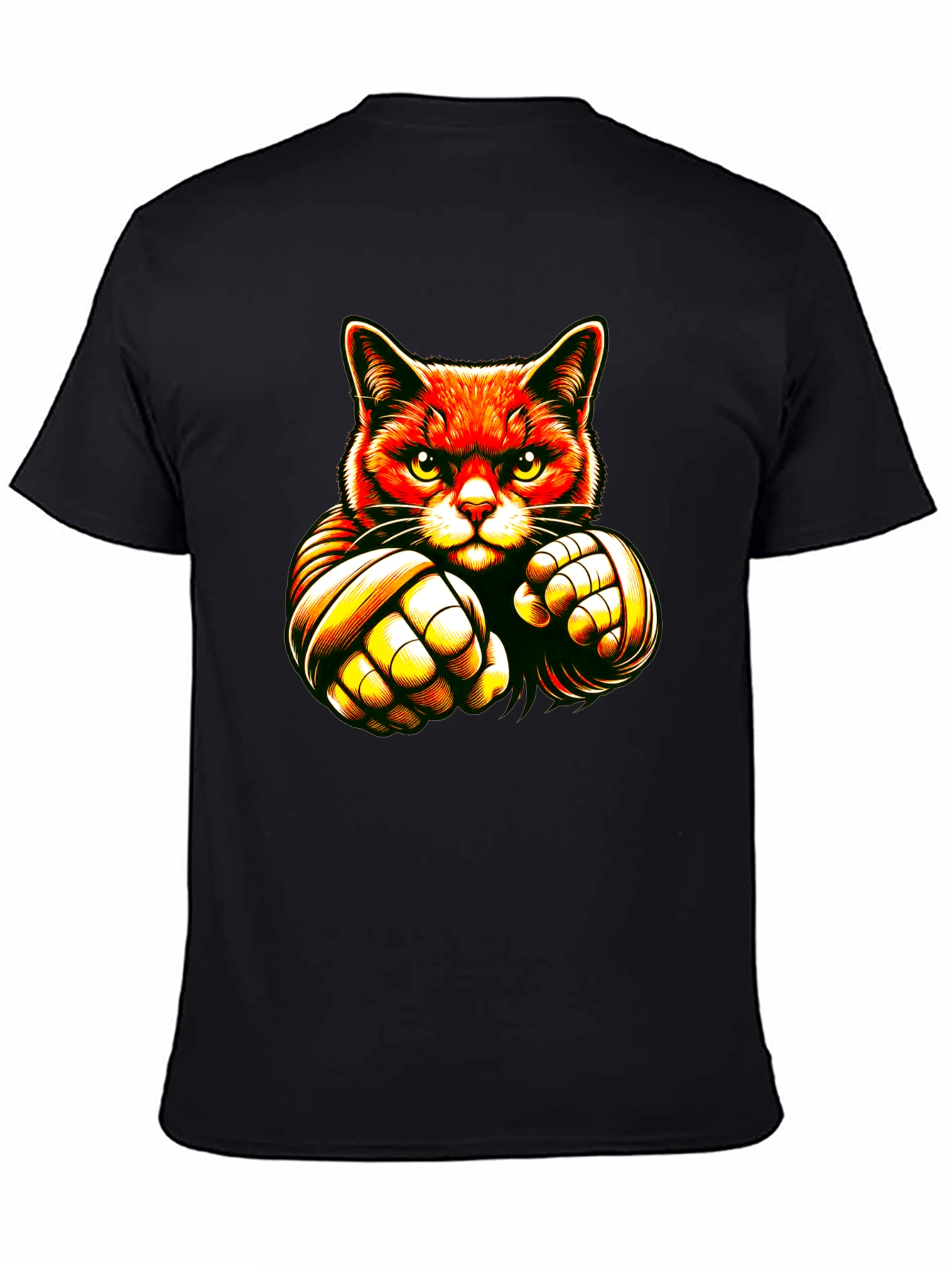 Cat Boxer Graphic Black T-Shirt