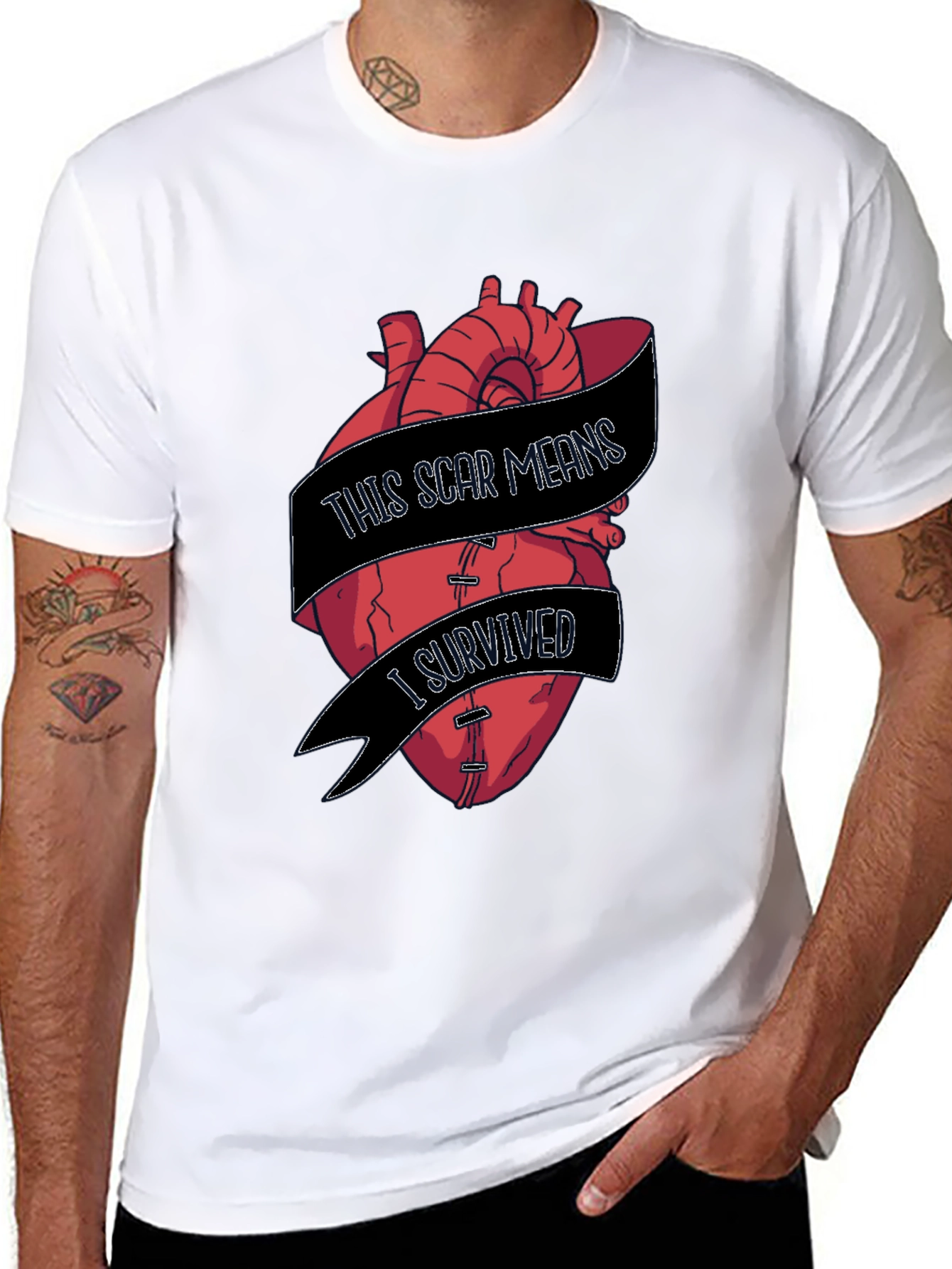 Scar Survivor Heart Graphic T-Shirt