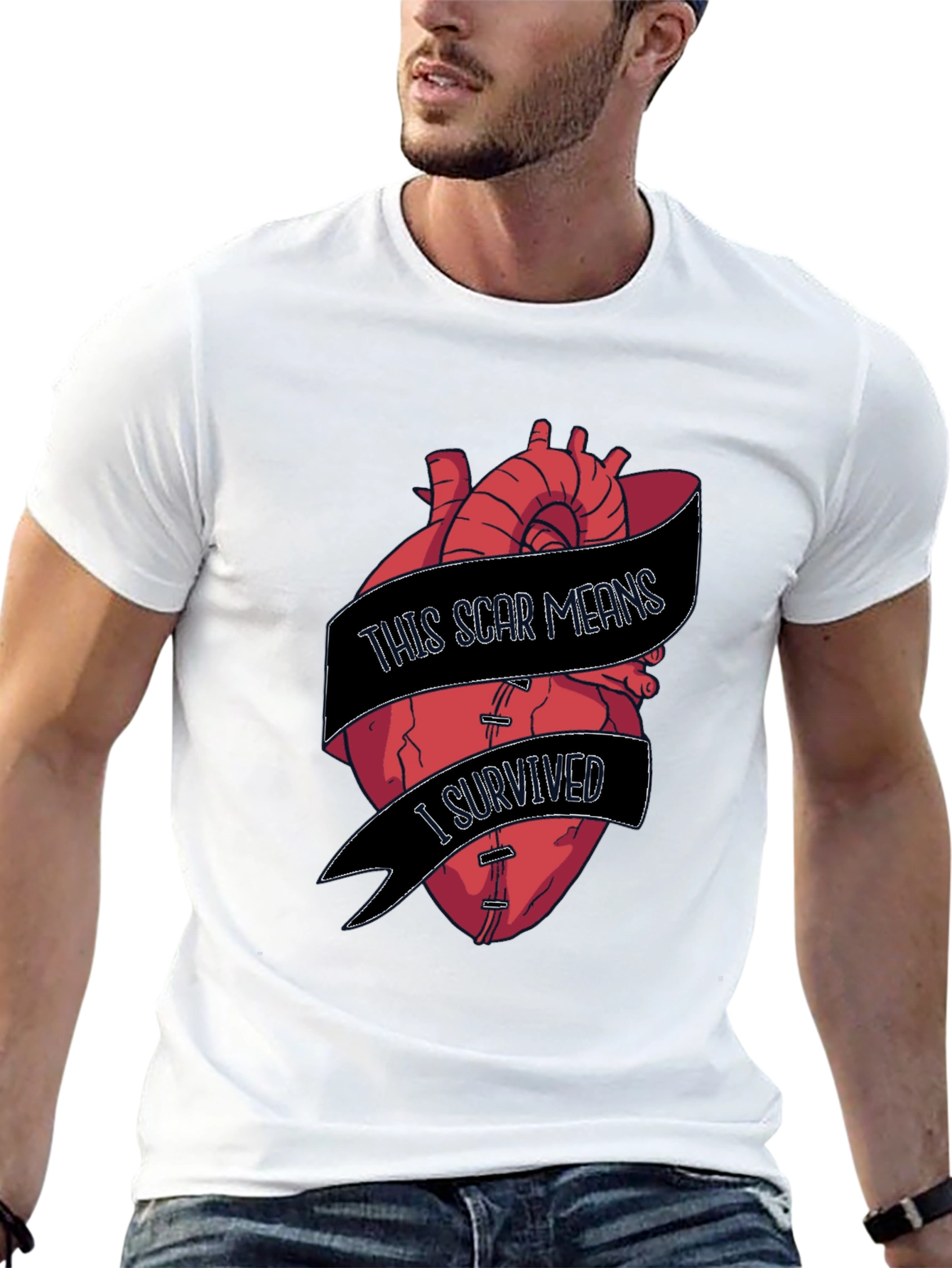 Scar Survivor Heart Graphic T-Shirt
