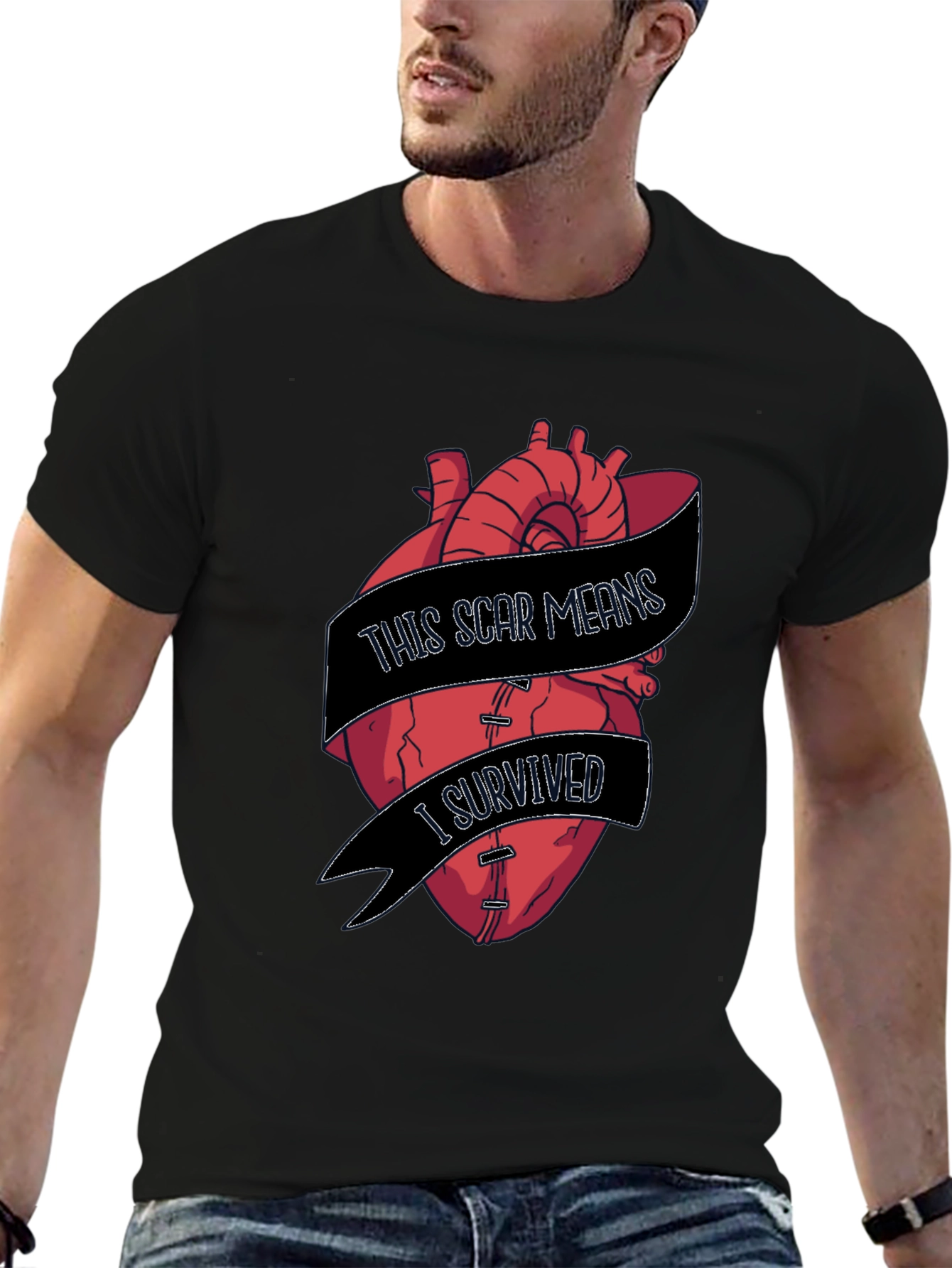 Scar Survivor Heart Graphic T-Shirt
