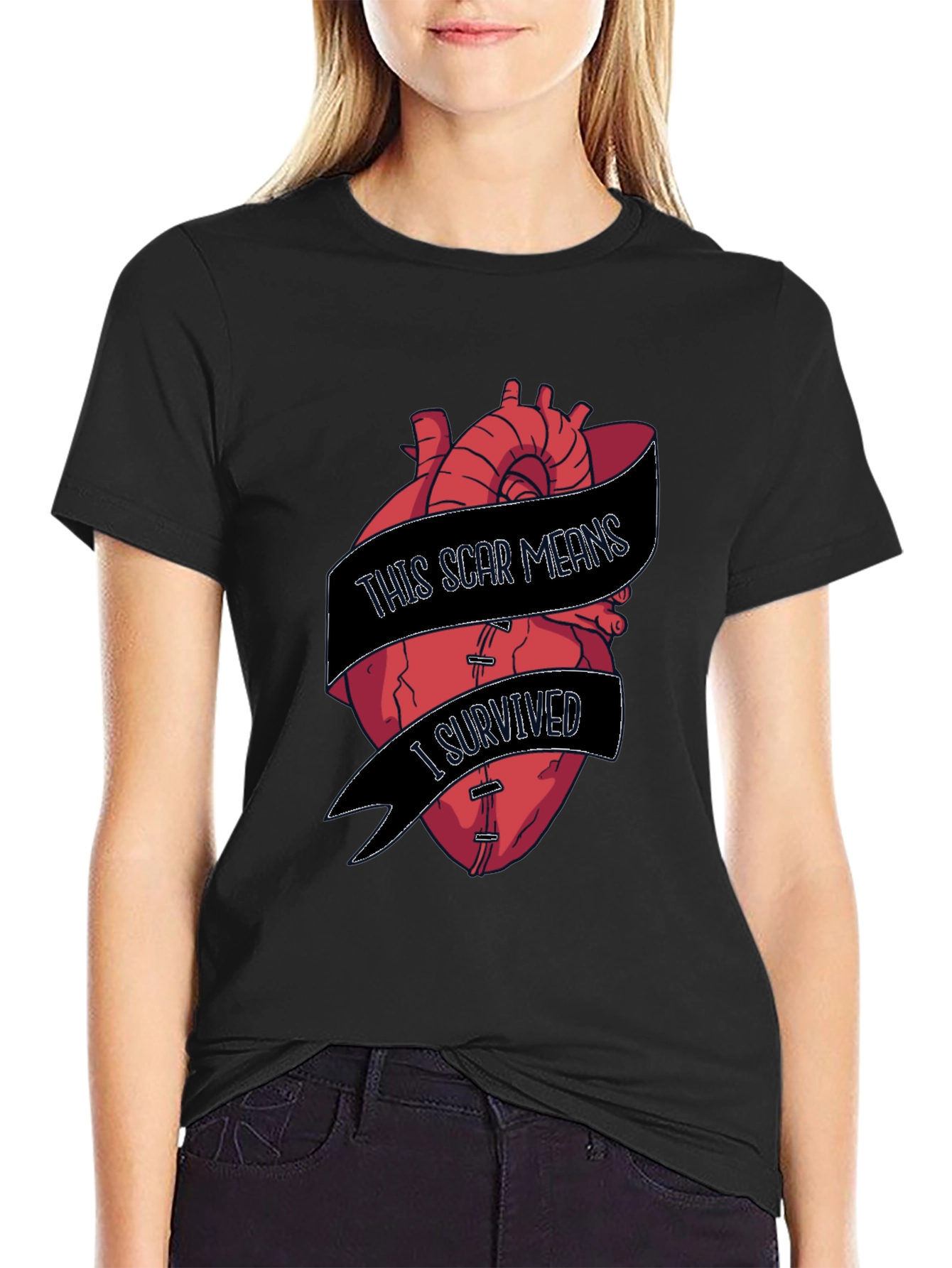 Scar Survivor Heart Graphic T-Shirt