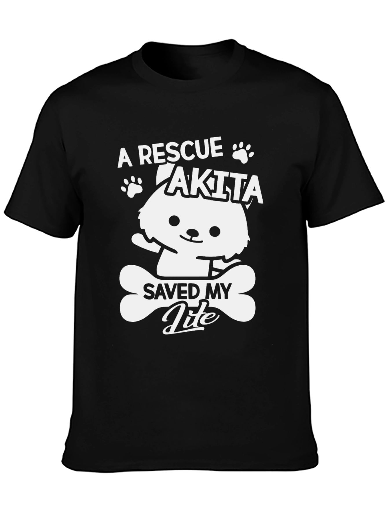Rescue Akita Dog T-Shirt - Dog Bone Design