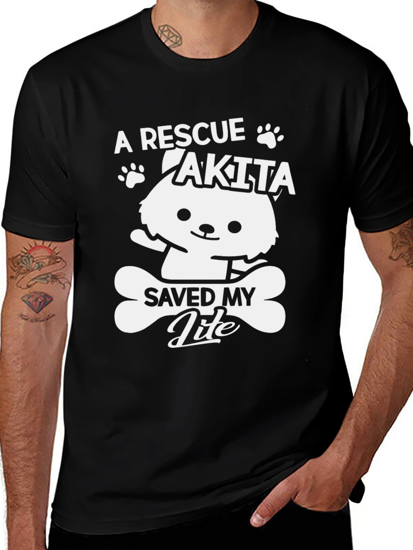 Rescue Akita Dog T-Shirt - Dog Bone Design