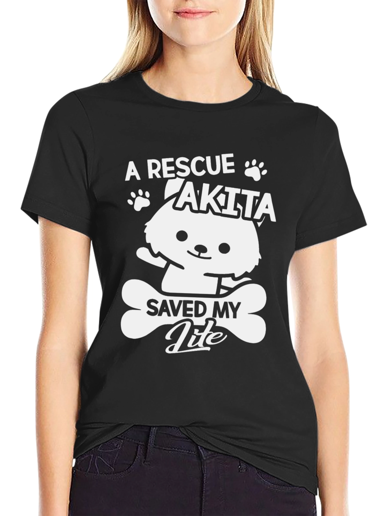 Rescue Akita Dog T-Shirt - Dog Bone Design