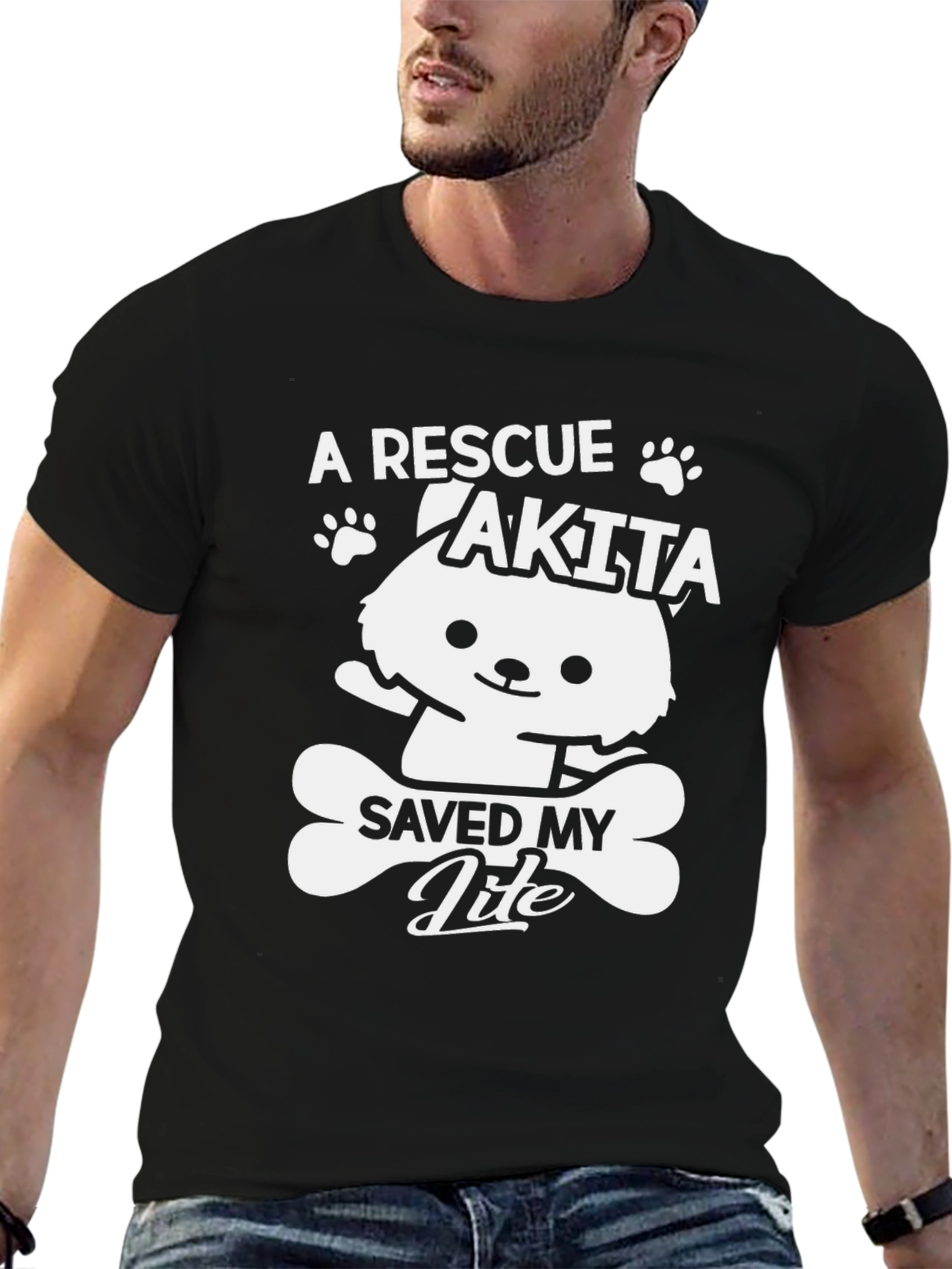 Rescue Akita Dog T-Shirt - Dog Bone Design