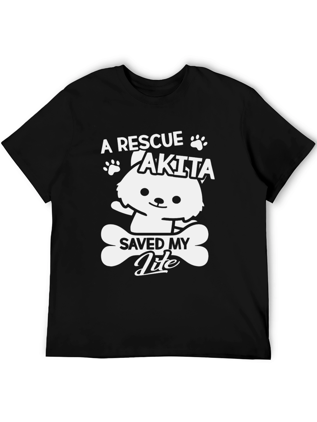 Rescue Akita Dog T-Shirt - Dog Bone Design