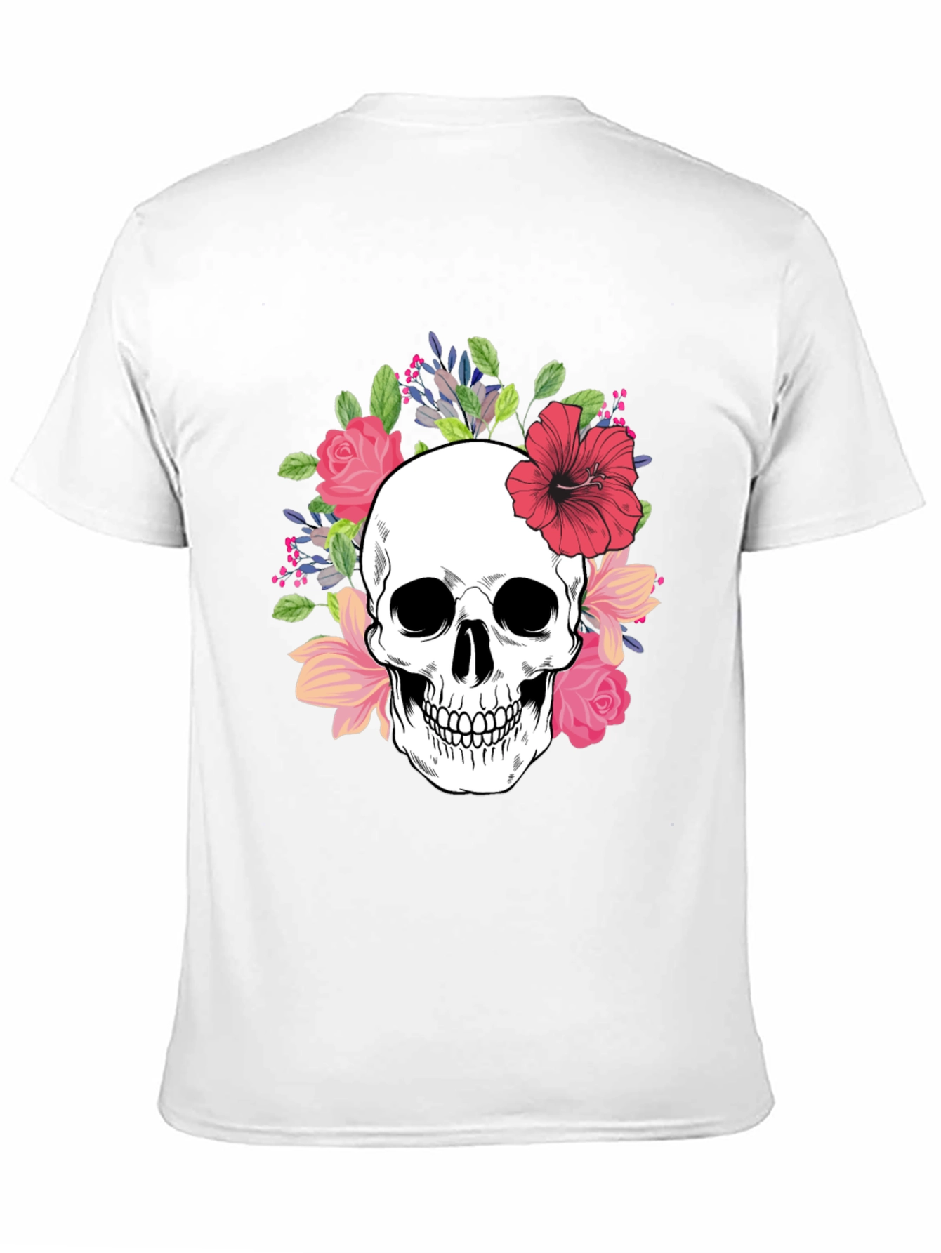 Floral Skull Graphic Tee - Stylish Unisex T-Shirt