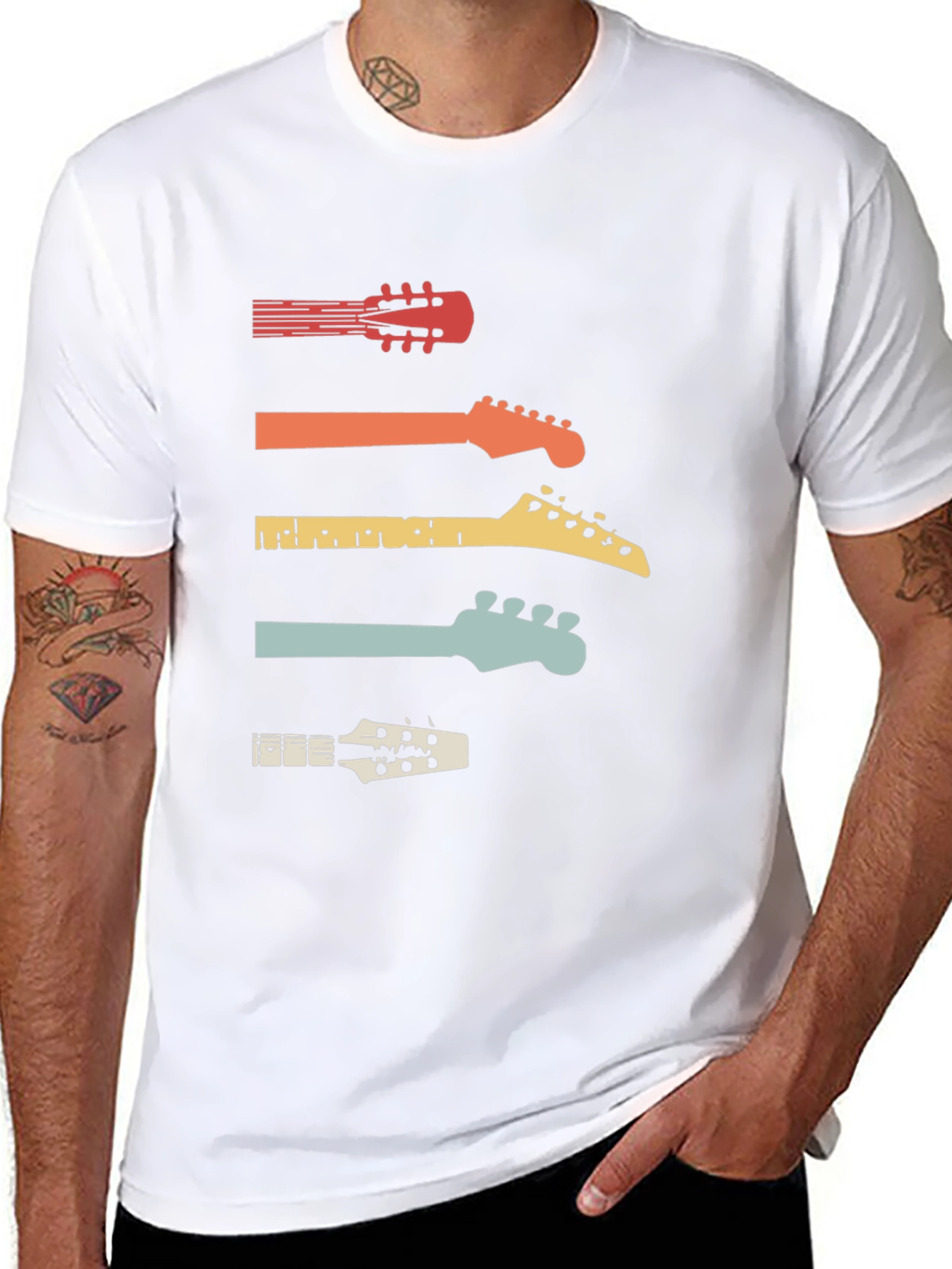 Retro Guitar Head T-Shirt - Music Lover Tee