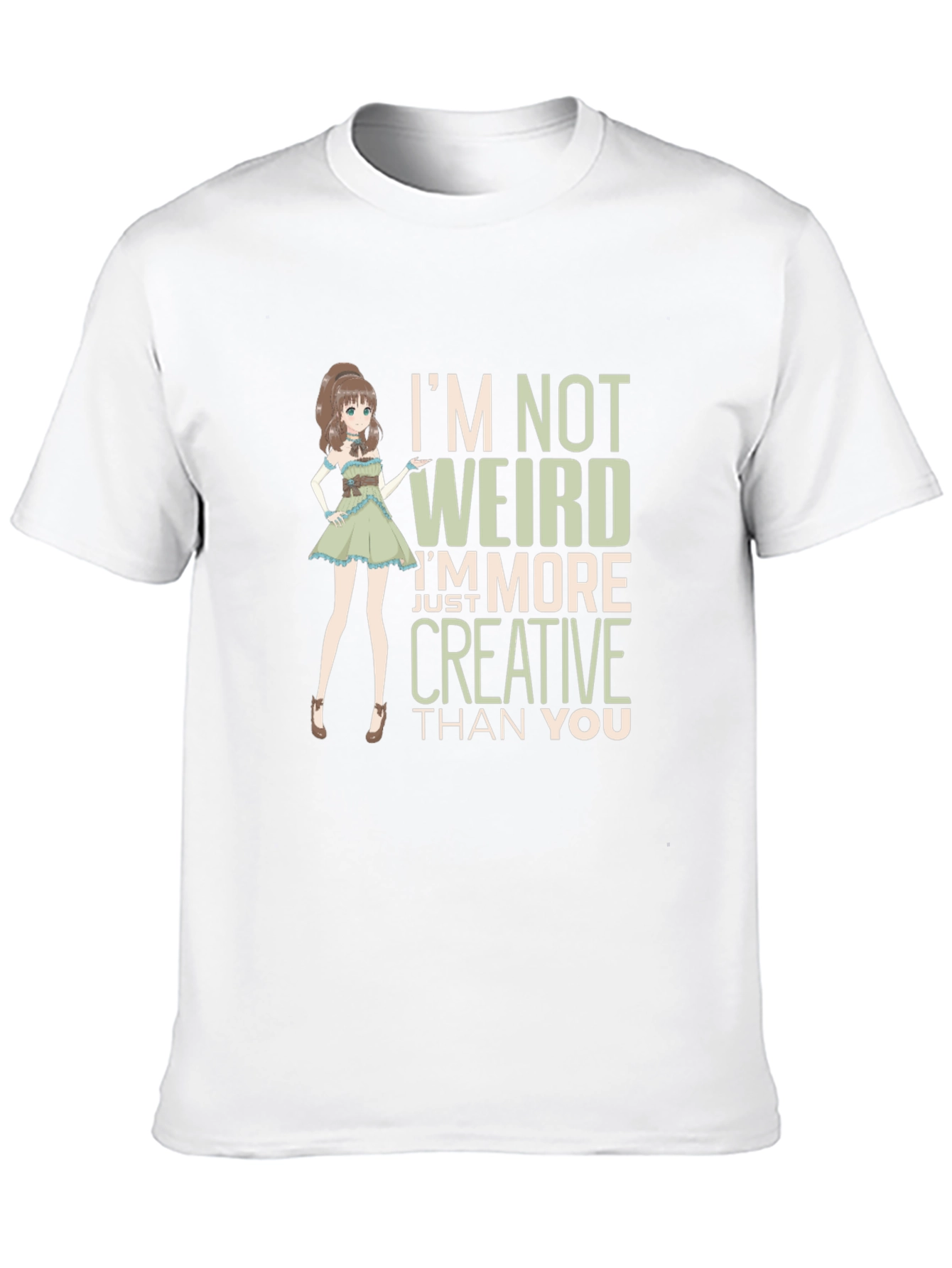 Creative Anime Girl Graphic Tee - Black Cotton Blend