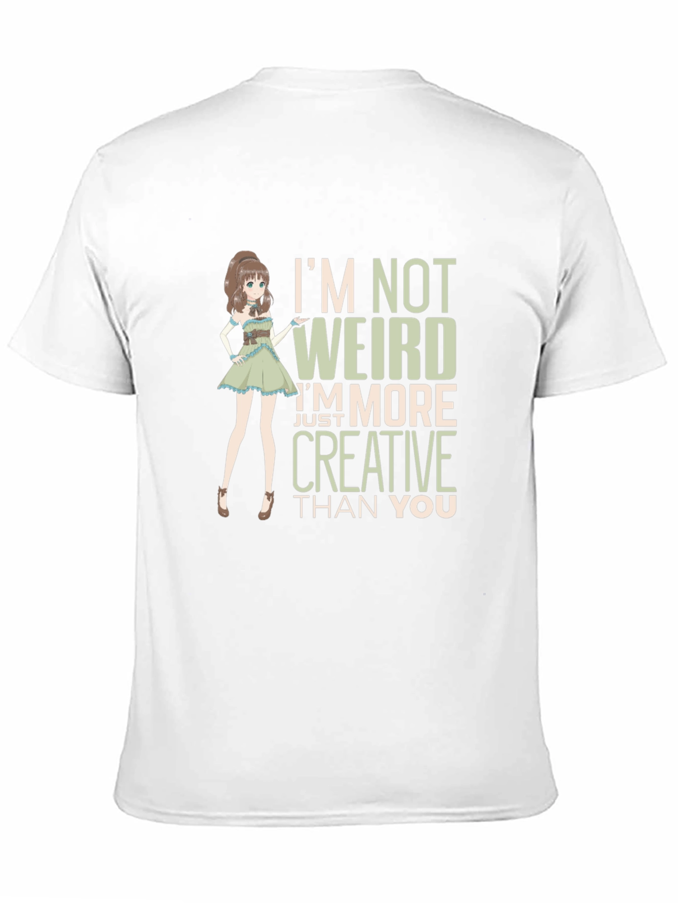 Creative Anime Girl Graphic Tee - Black Cotton Blend