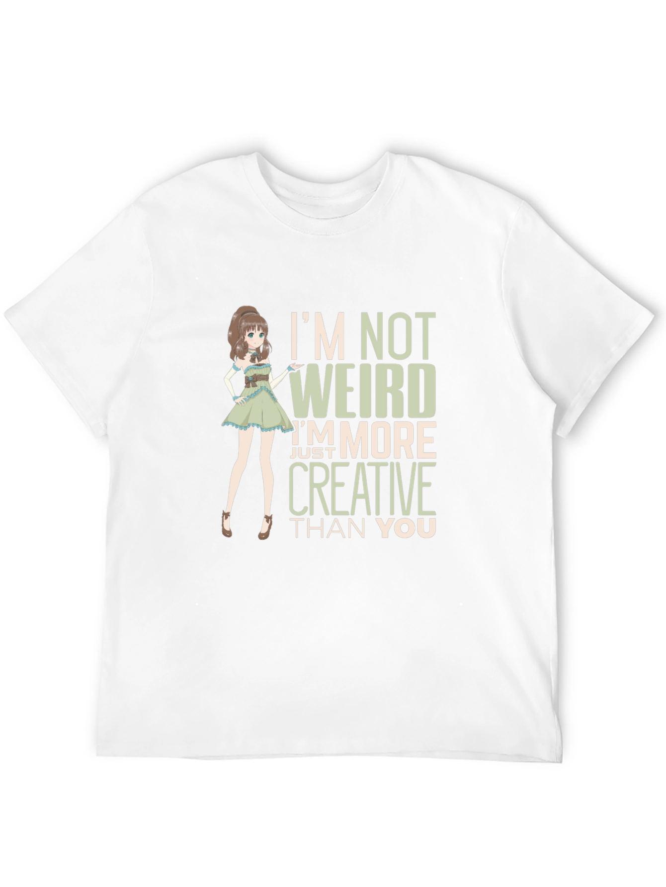 Creative Anime Girl Graphic Tee - Black Cotton Blend