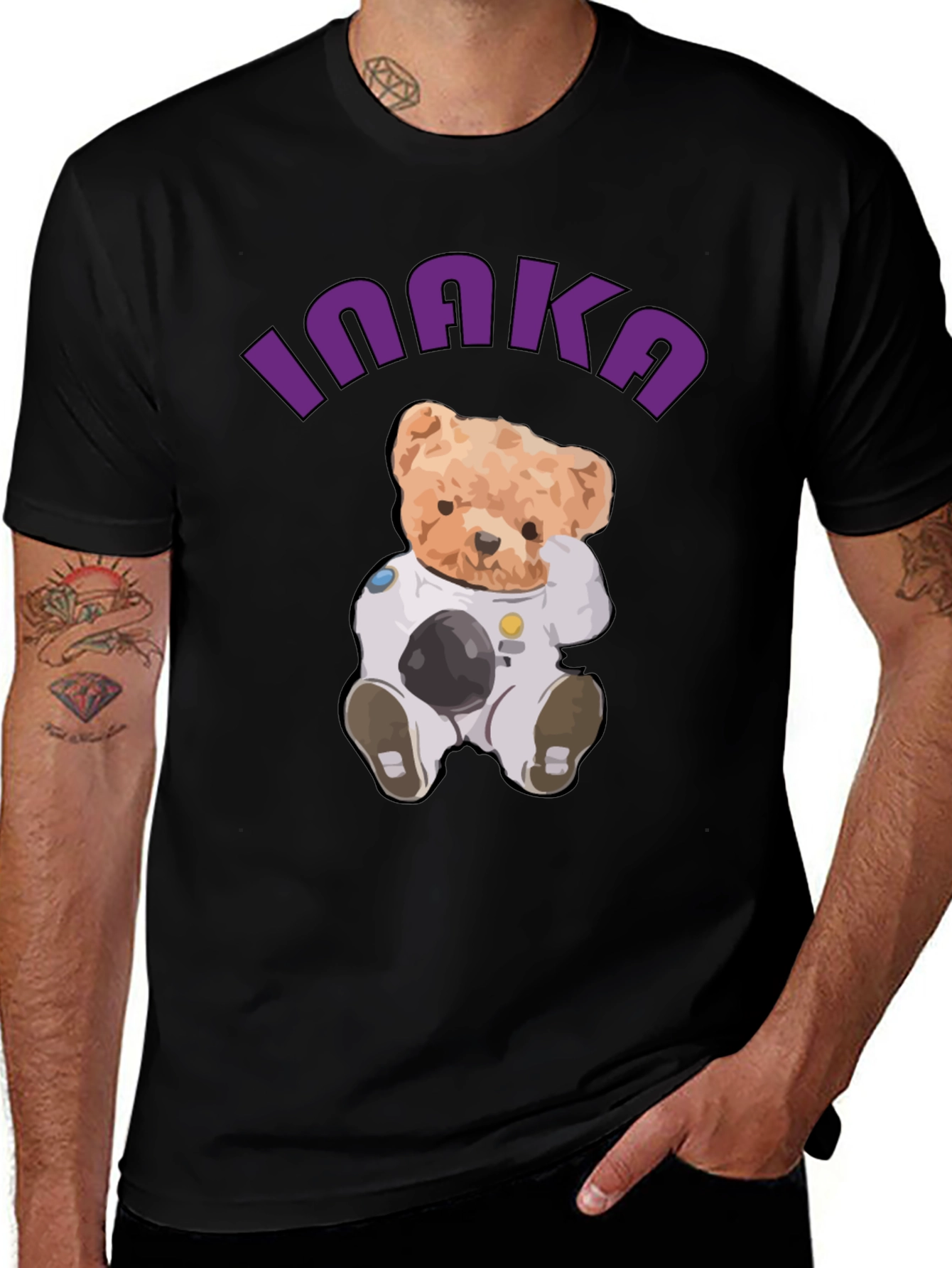 Teddy Astronaut Black T-Shirt